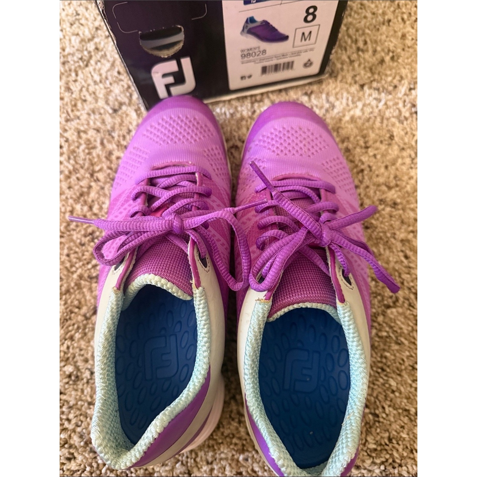 Women’s Golf Shoes Sz 8 FootJoy Purple. Used once. Comes with box super clean.