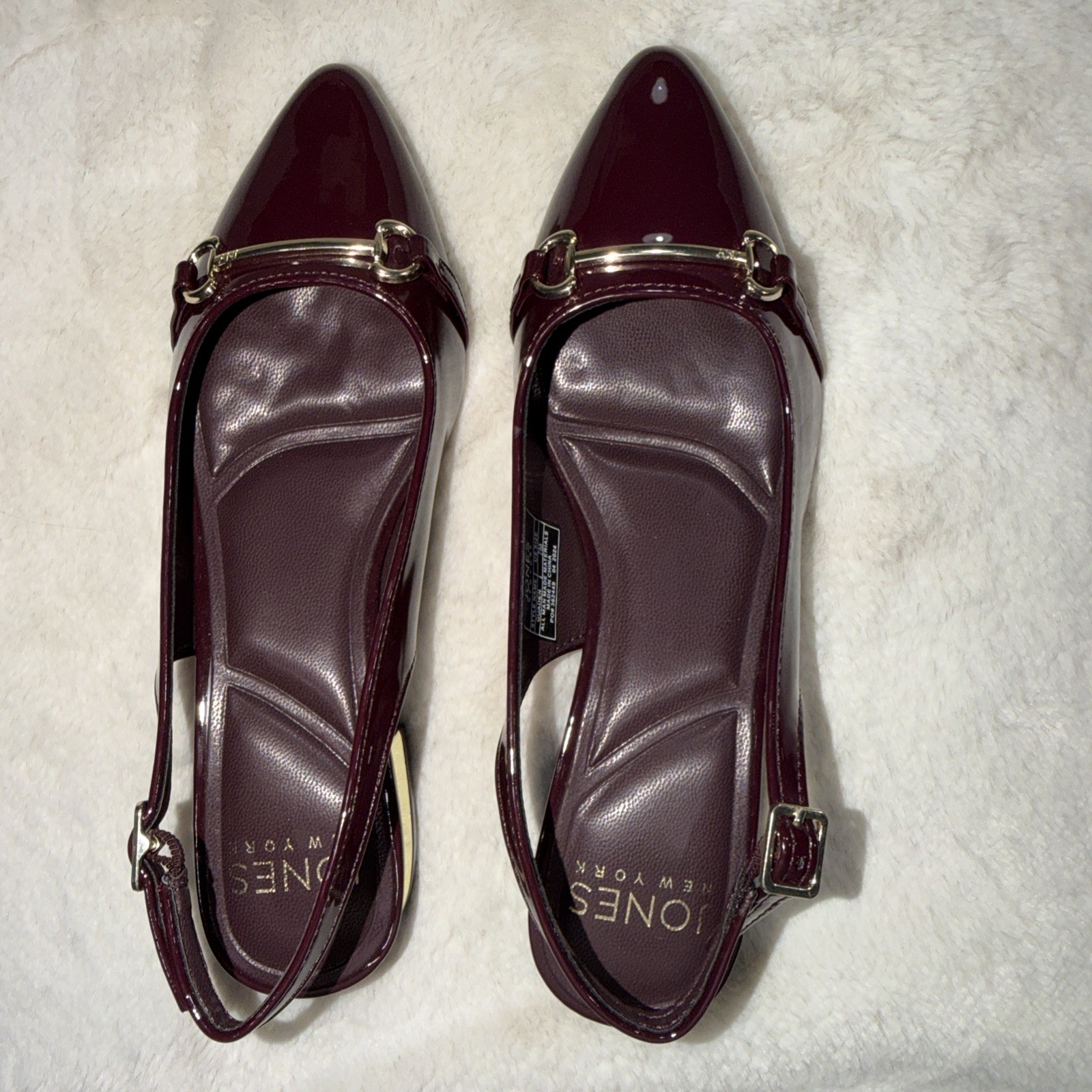 Women’s Jones New York – Quaden Pointed Toe Slingback Flats Burgundy – 6M NWOB