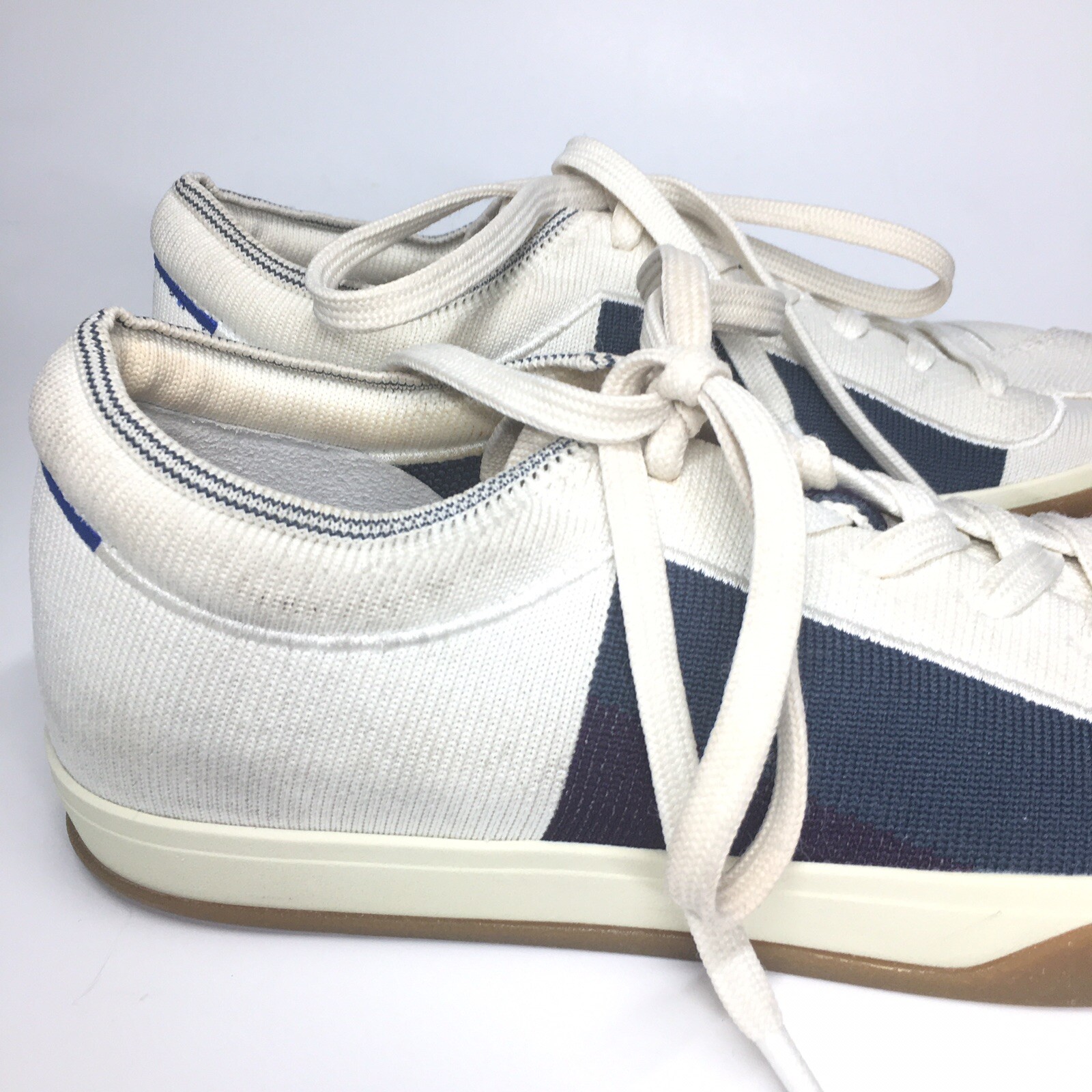 Rothys Lace Up Sneakers White Blue Blackberry Colorblock Shoes Women’s Size 7