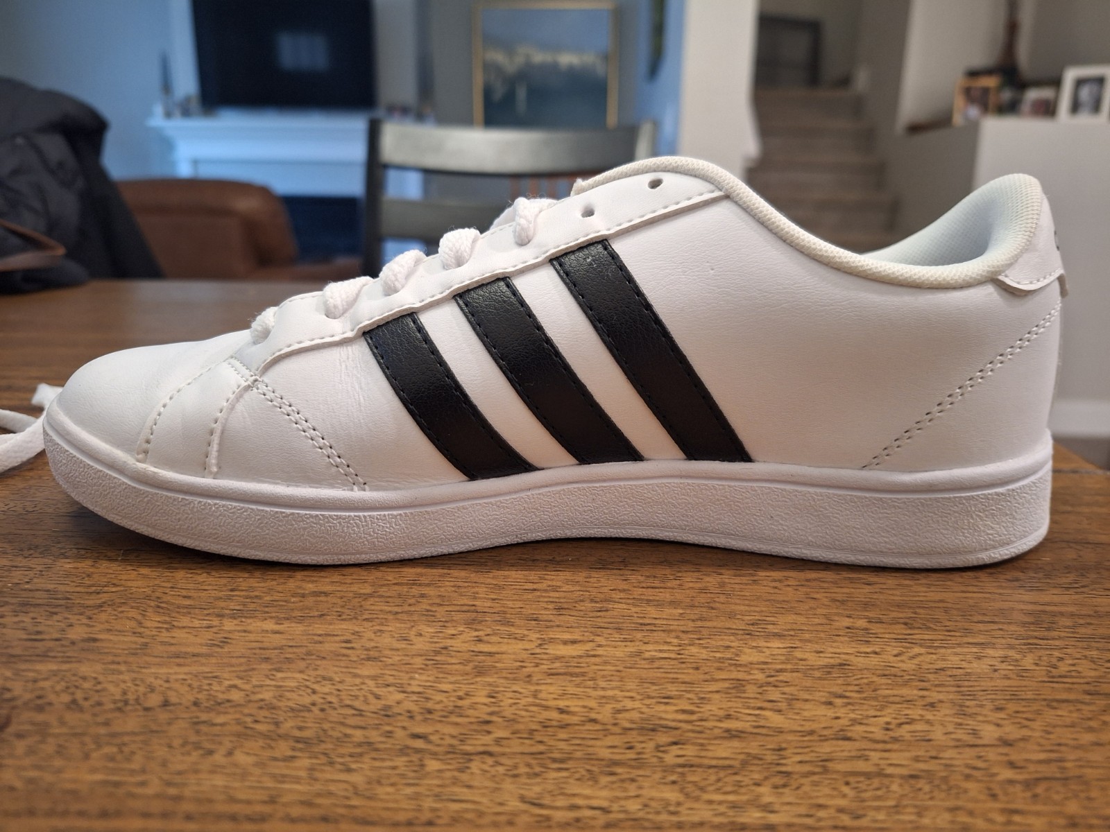 Adidas Grand Court 2.0 Women’s Sneakers White Blk Stripes Sz 8 US Excellent!