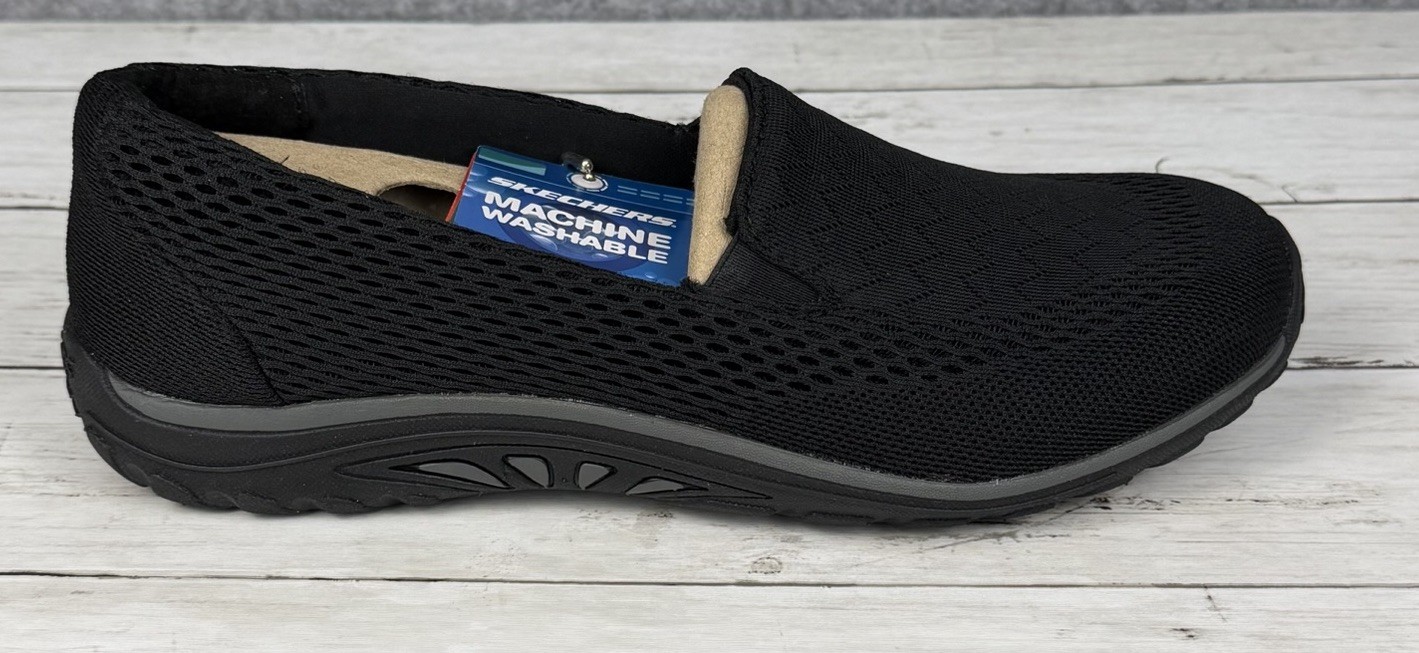 Skechers Air Cooled Memory Foam Shoes Womens 8.5 W Black Reggae Fest Willows NEW