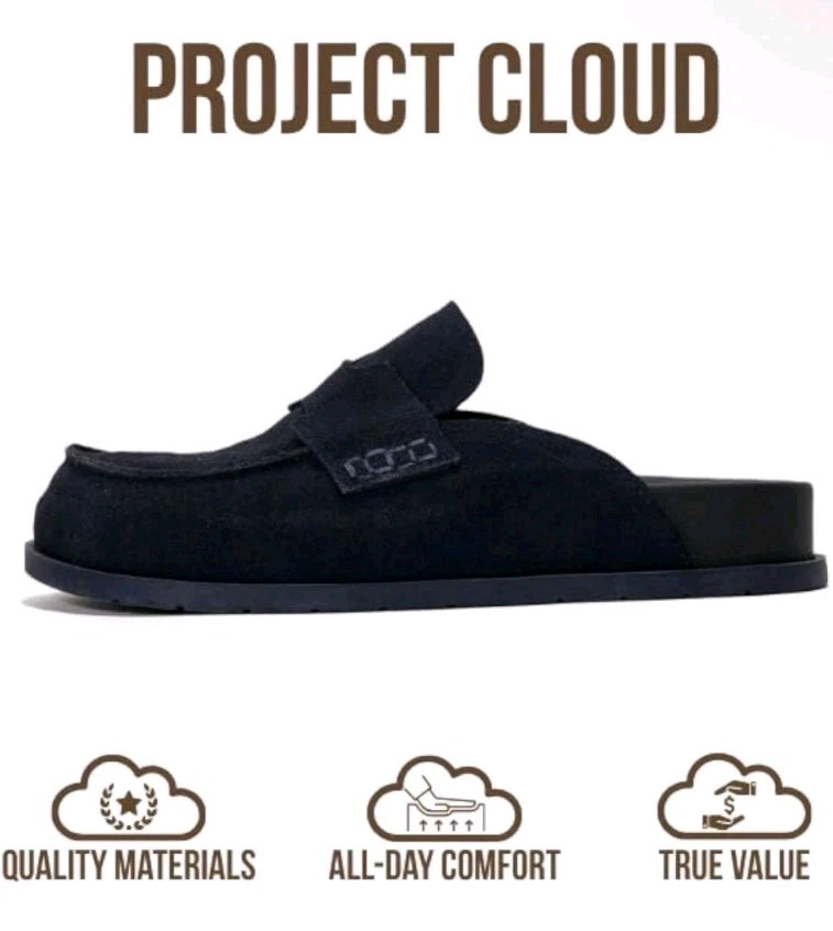 Project Cloud 100 Genuine Leather Womens Clog – Memory Foam Black Sz 8.5