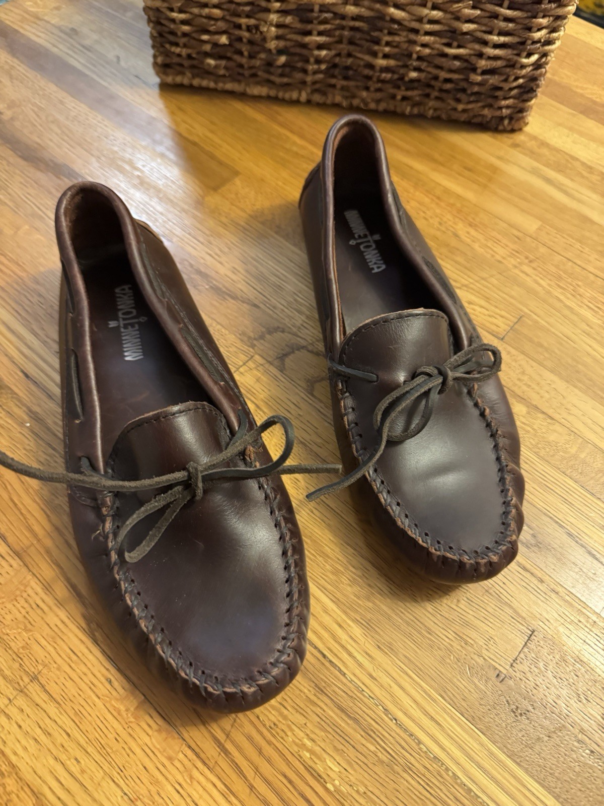 Minnetonka 100%Leather Comfort Moccasin Driving Shoes 698 Brown Women’s Size 9
