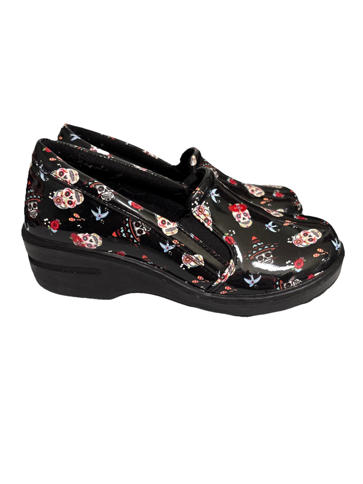Halloween✨ Easy Work by Easy Street✨ Day of the Dead Slip On Clogs Mules Shoes