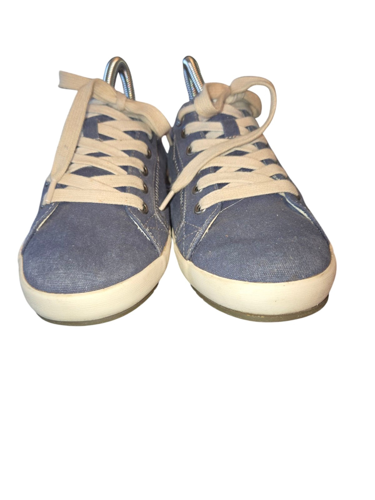 Taos Star Blue Wash Canvas Lace Up Removable Footbed Comfort Sneakers Size 8.5