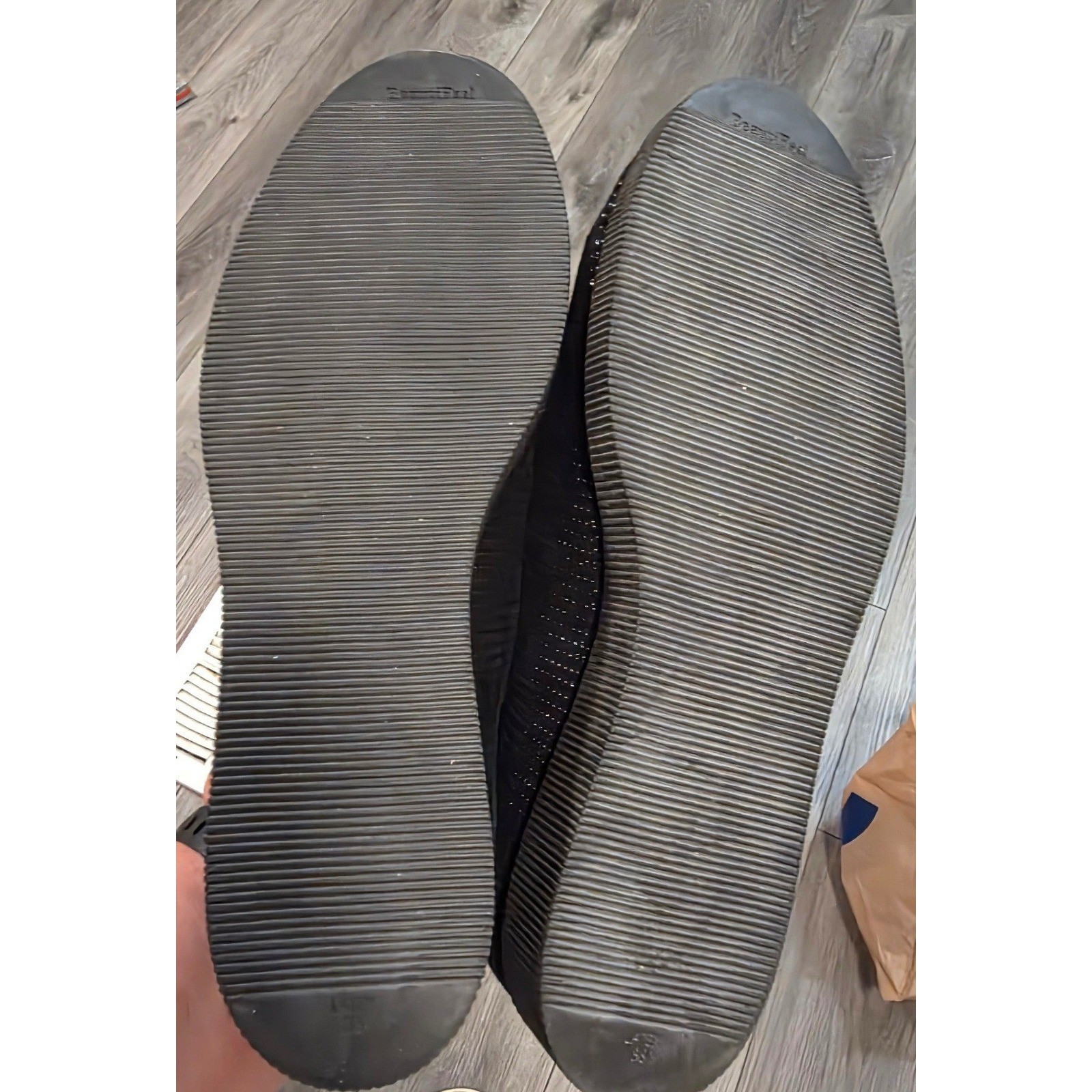 BeautiFeel Black Textured Shimmer Leather Platform Oxford Sneakers Size 38