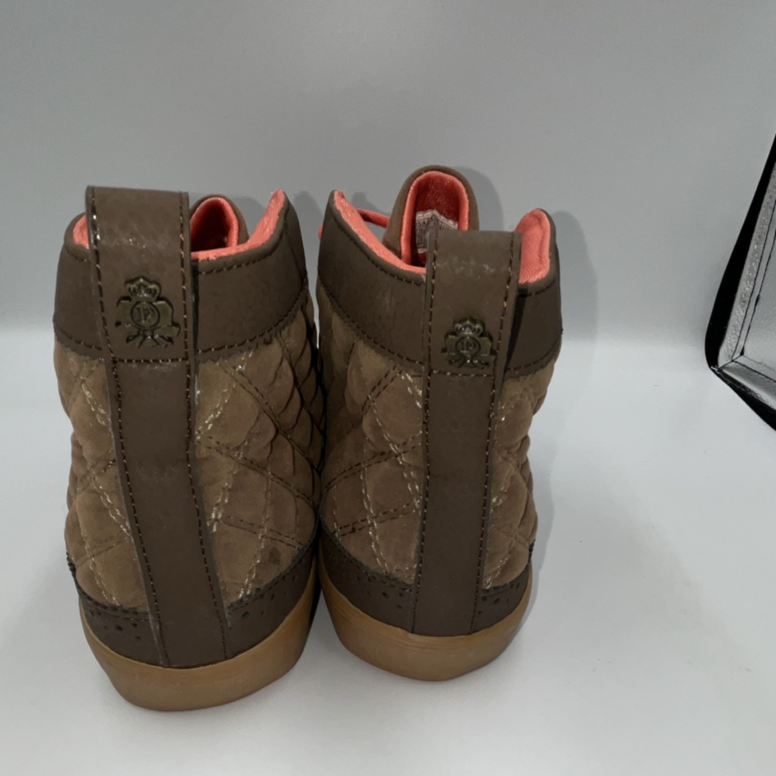 Pastry Women’s Brown/Pink Quilted High-Top Lace-Up Sneakers US 7.5 EU 38.5
