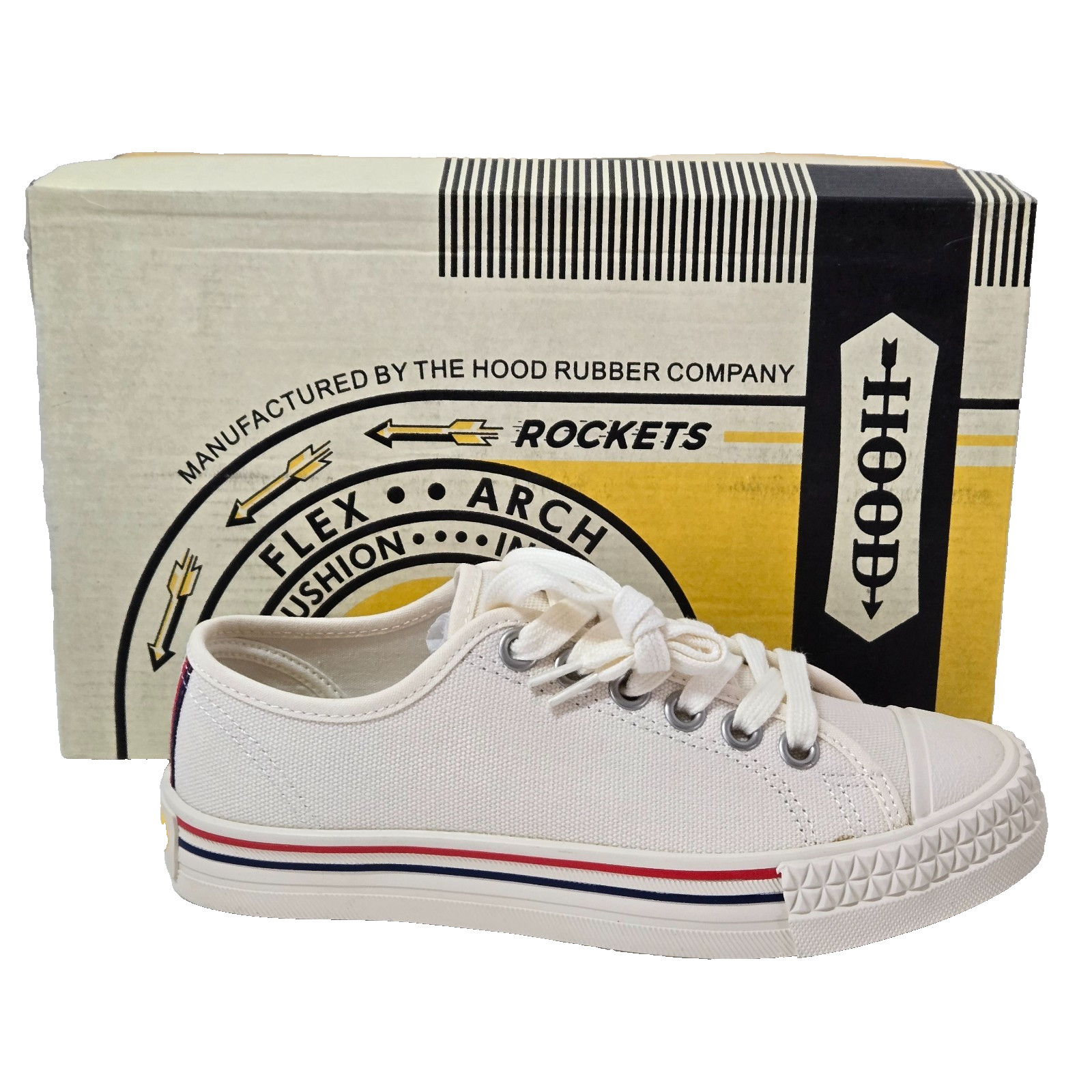 Hood Unisex Rocket 66 Canvas Low Cut Sneakers Off White Size M4 W6