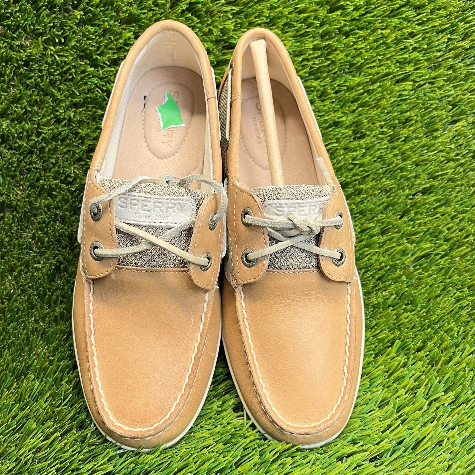 Sperry Koifish Womens Size 6.5 Brown Beige Outdoor Leather Slip On Boat Shoes