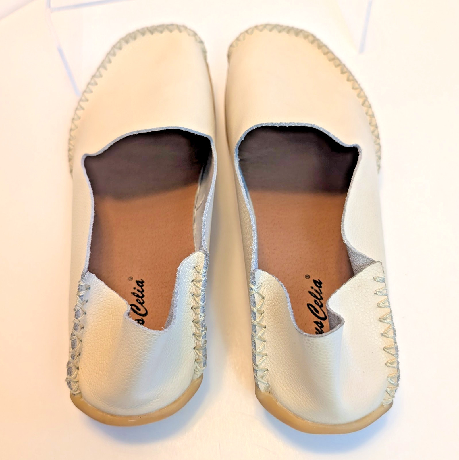 Venus Celia Leather Driving Loafers EU 40 US 9.5 Ivory Comfort Flats