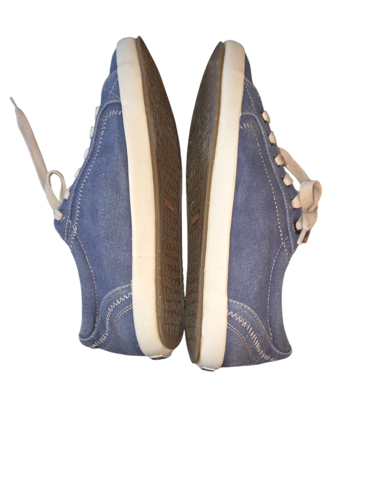 Taos Star Blue Wash Canvas Lace Up Removable Footbed Comfort Sneakers Size 8.5