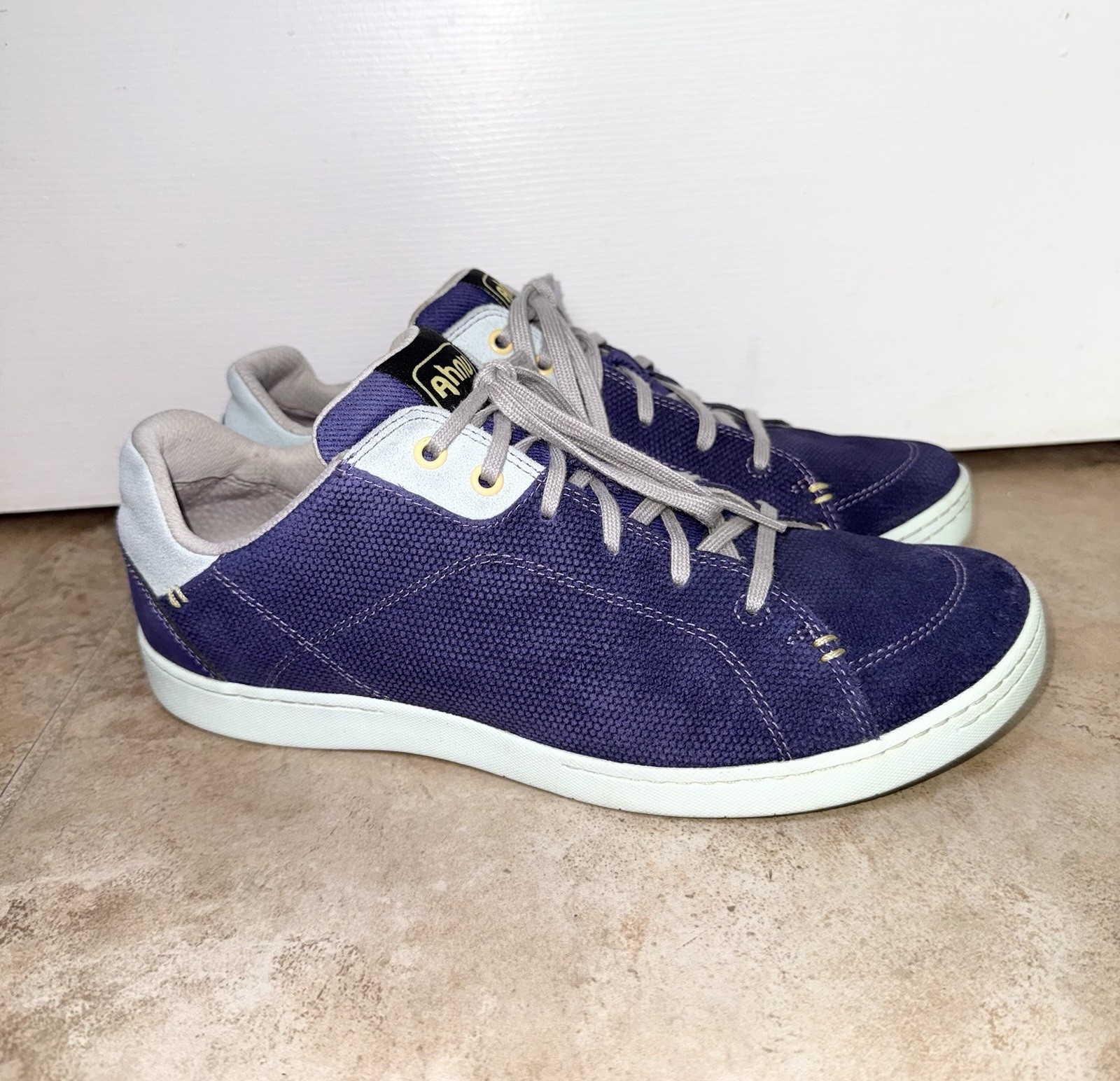 Ahnu Noe Womens SIZE 9 Blue Textured Suede Leather Casual Sneakers Shoes