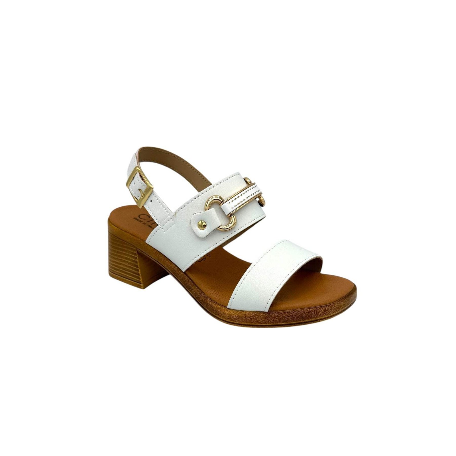 Cinzia Soft LF150001 Women’s White Leather Heeled Sandals
