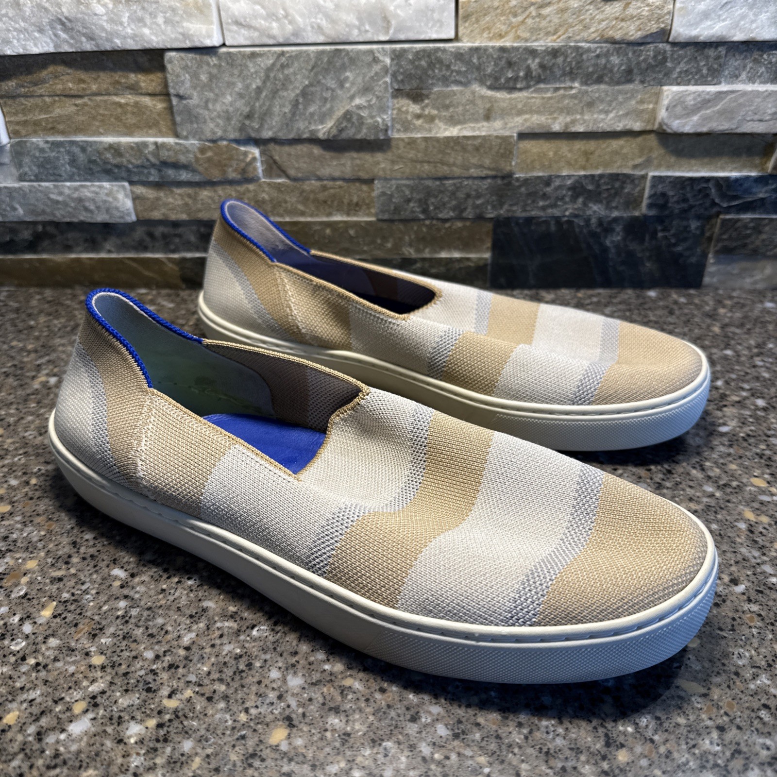 Rothy’s The Birch Stripe Slip On Recycled Casual Comfort Sneakers Sz 10