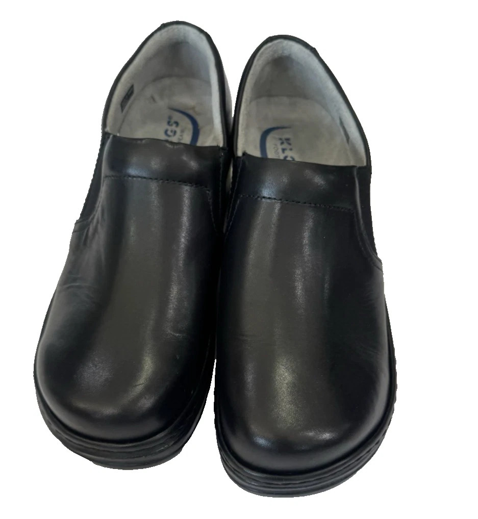 Klogs Naples Womens Black Leather Slip Resistant Nursing Clogs Shoes Size 8.5 Wi