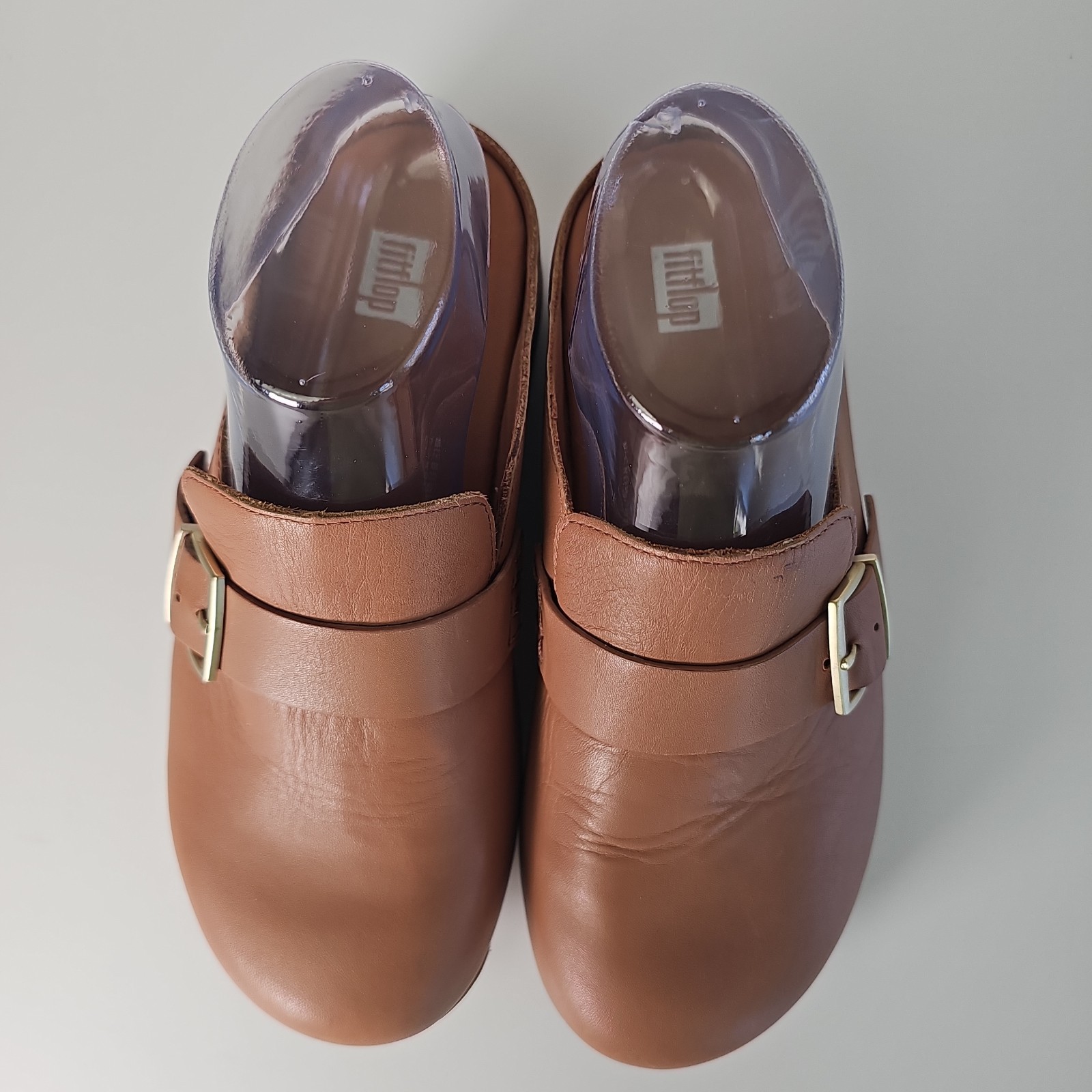 FitFlop Shuv Leather Buckle Clog Shoe Women EU 38 US 7 Wedge Slide Slip On Mule