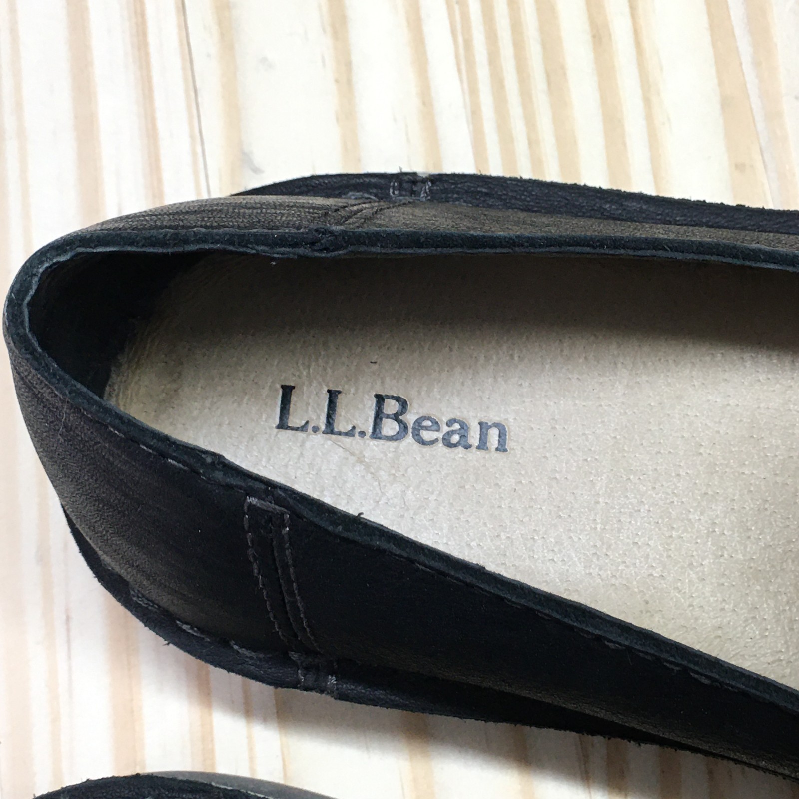 LL Bean Shoes Womens 7 M Stonington Slip On Loafers Black Leather Casual 507146