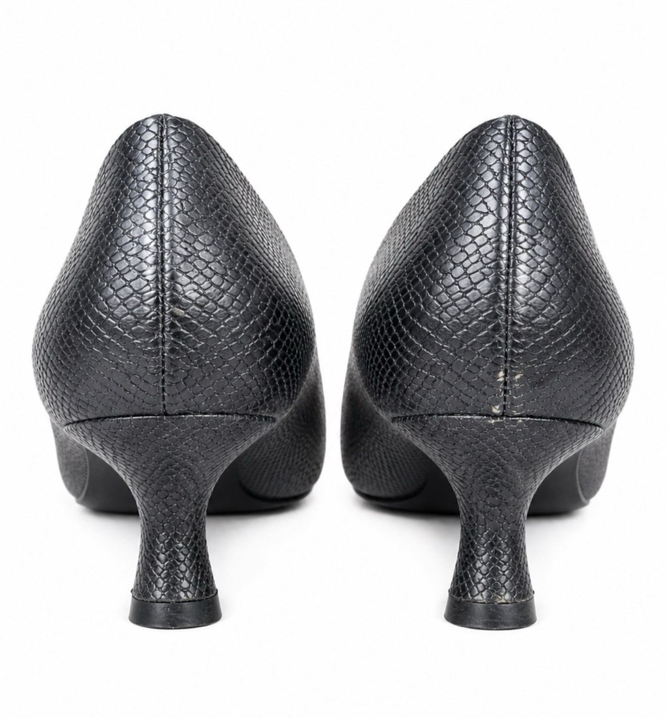 Adrienne Vittadini Gavril Black Reptile Print Metal Tip Comfort Kitten Pump 8M