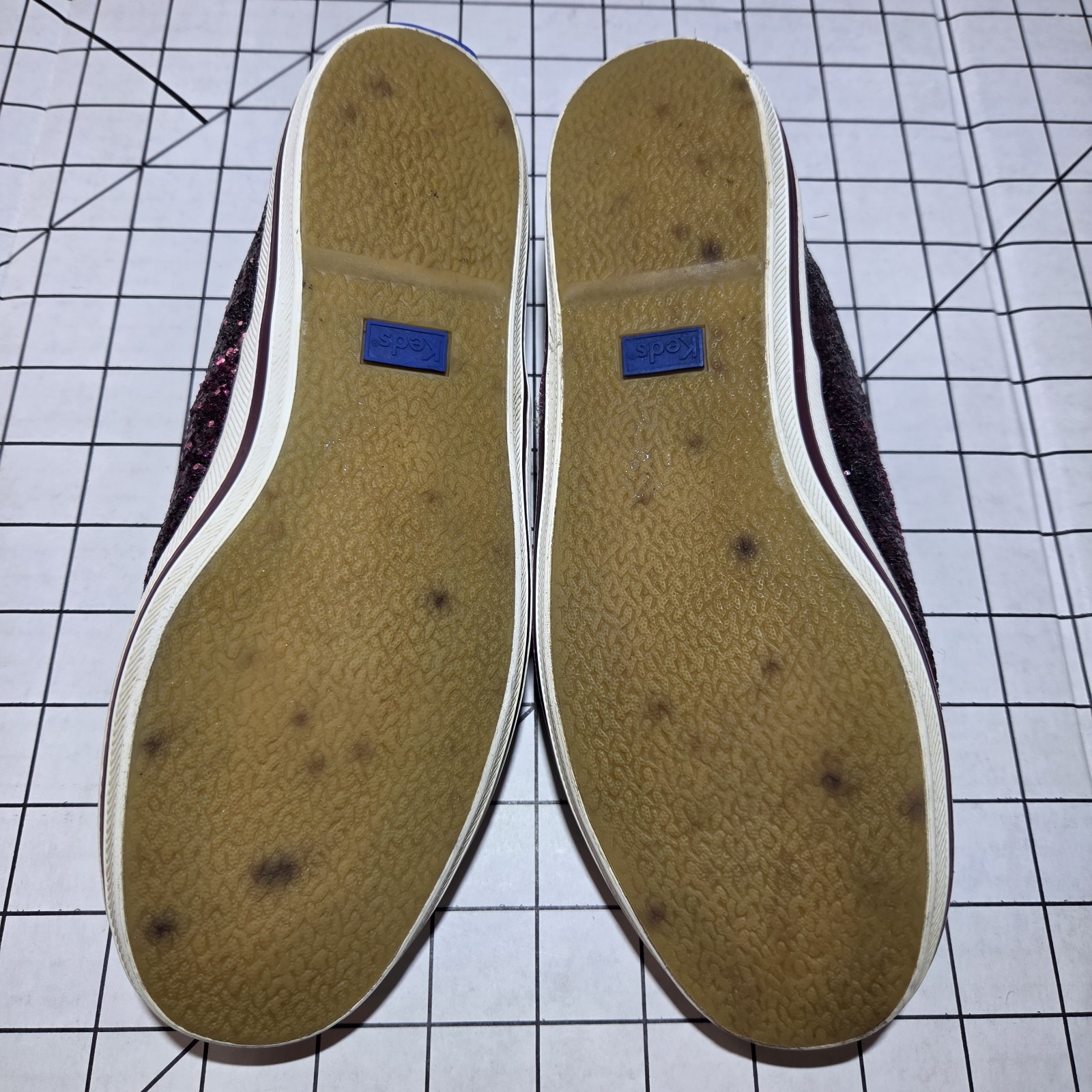 Keds x Kate Spade Womens 7 Champion Burgundy Purple Glitter WF57753 Sparkle Casu