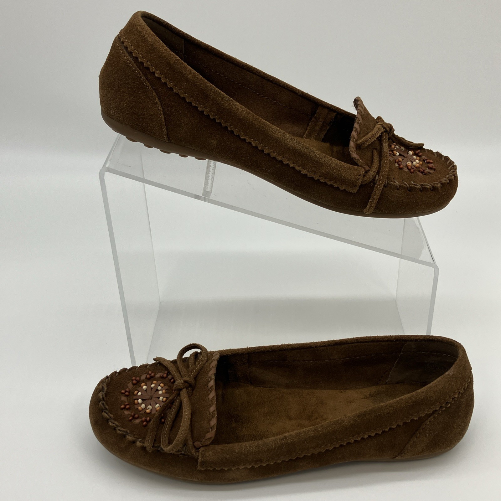 Minnetonka Moccasins Womens Flats Brown Suede 7 Shoes Boho Hippie Western