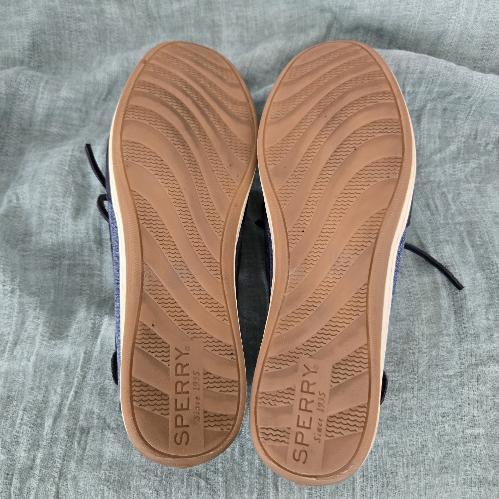 Sperry Top Sider Koi fish Leather Boat Shoes STS88208 Navy Blue Women’s Size 9.5