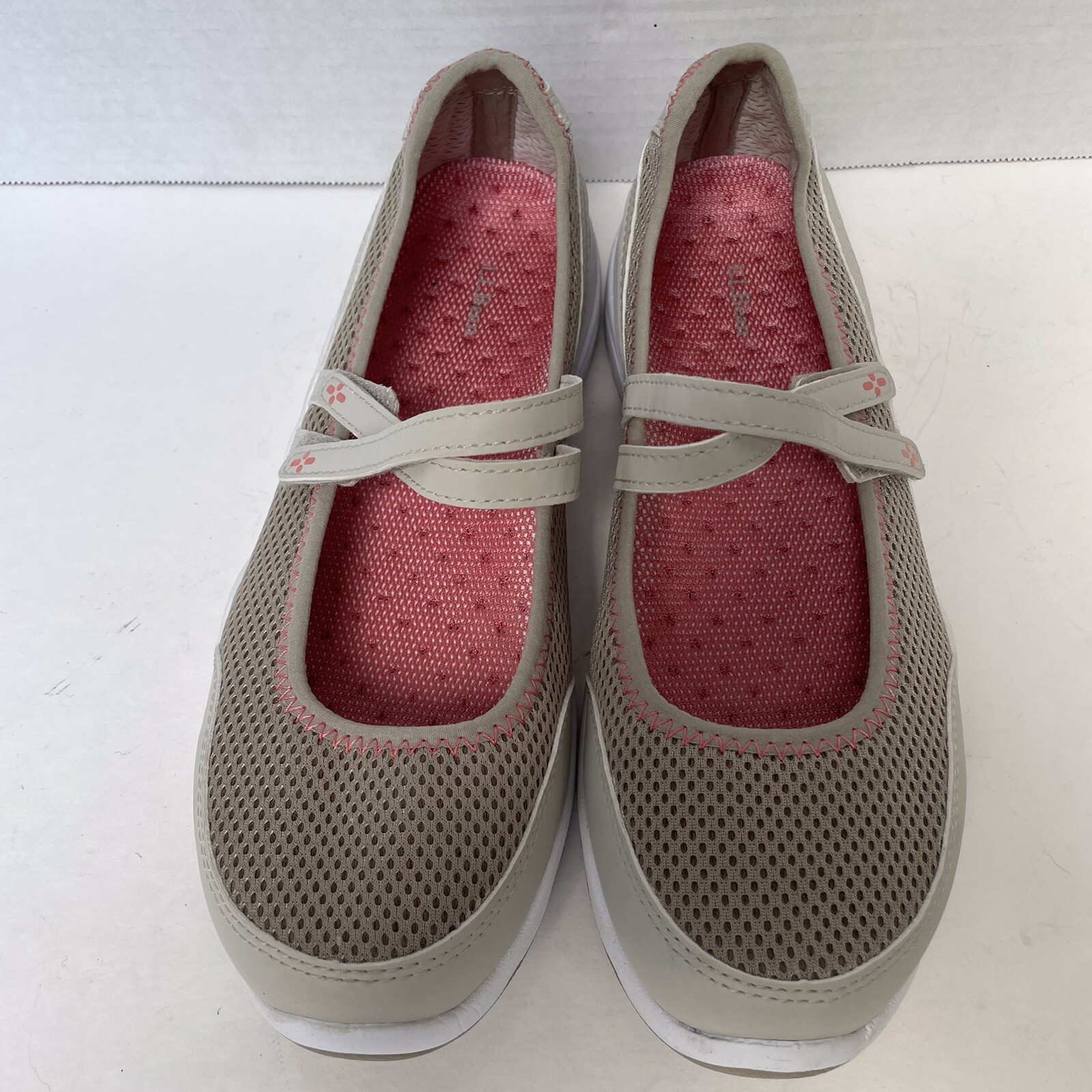 LL Bean Mary Jane Shoes Women 8.5 Tan Brown Hook Loop Strap Sandals shoes MINT