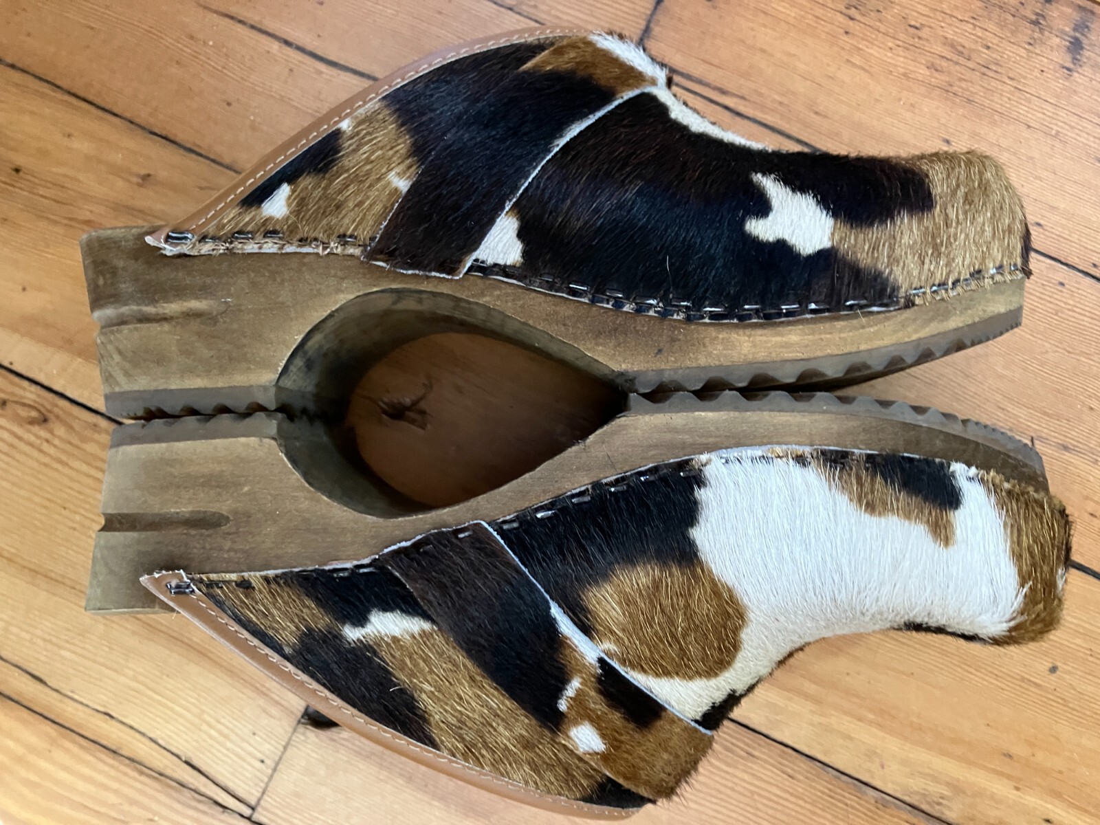 Sanita Pony Hair Camo Swedish Clog Mules 37