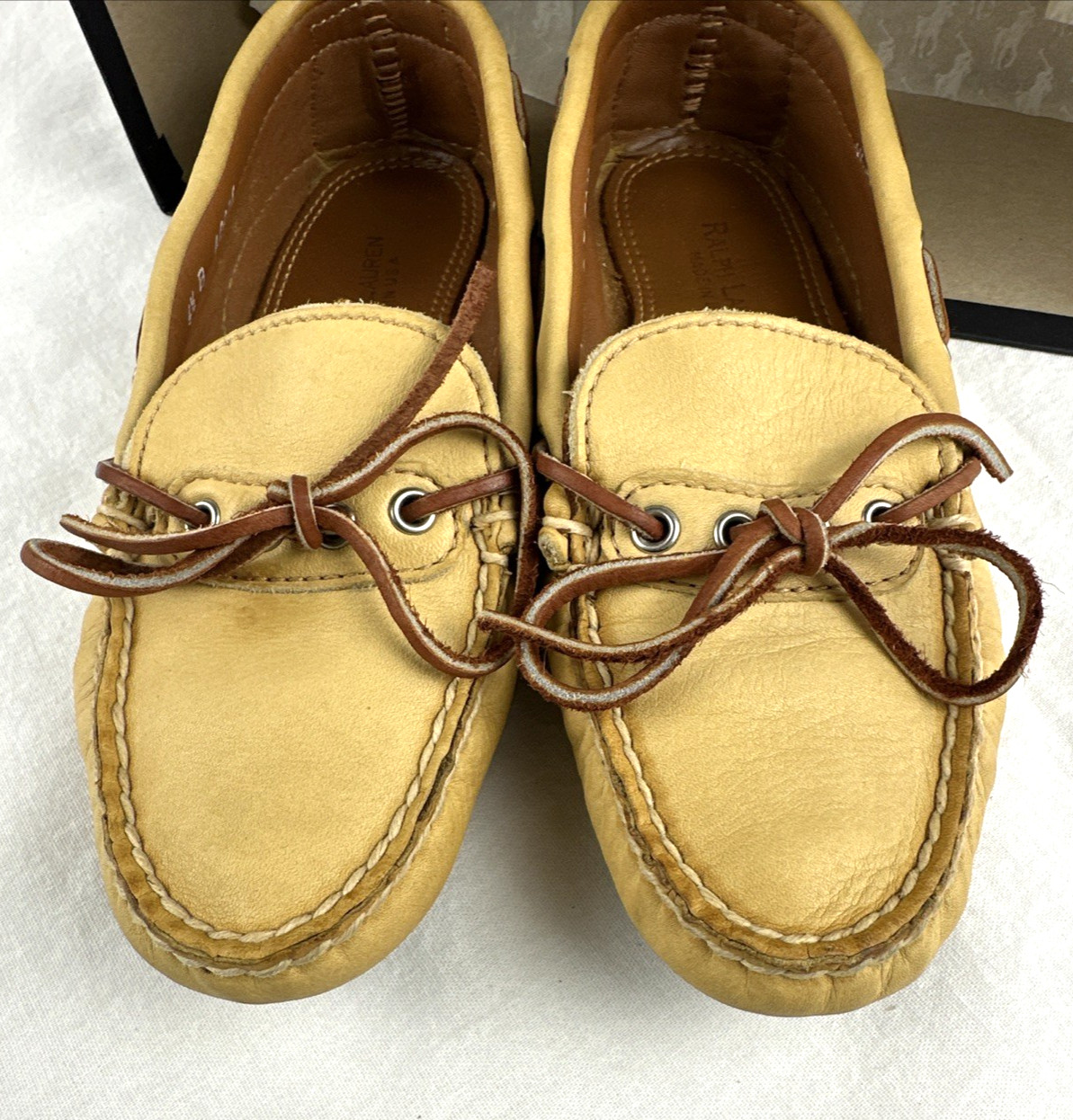 Ralph Lauren Moccasin Soft Leather Shoes Women Sz 6 1/2 B w/Box, Free Ship