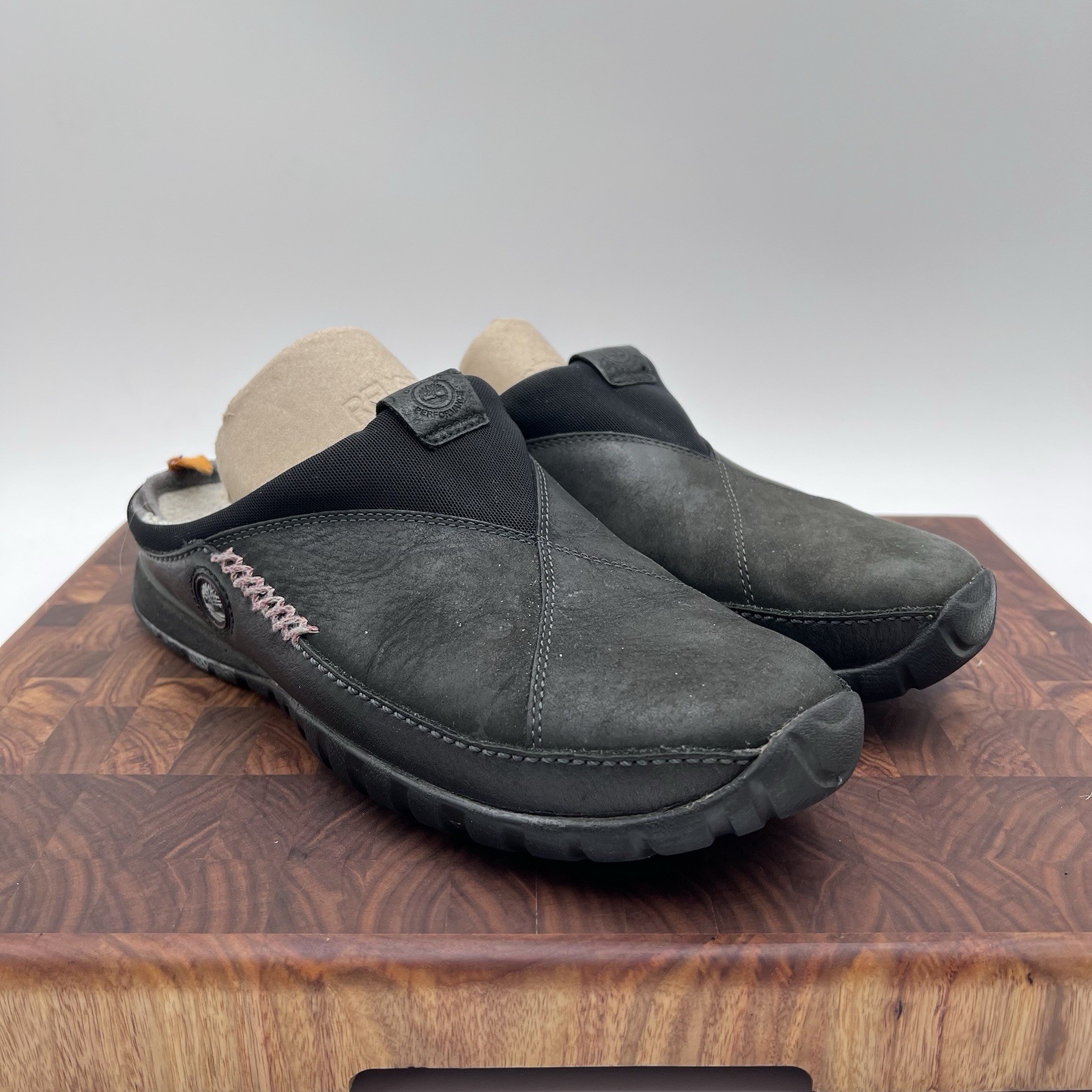 Timberland Smartwool Power Lounger Mules Shoes Womens 8M Black Leather Wool Line
