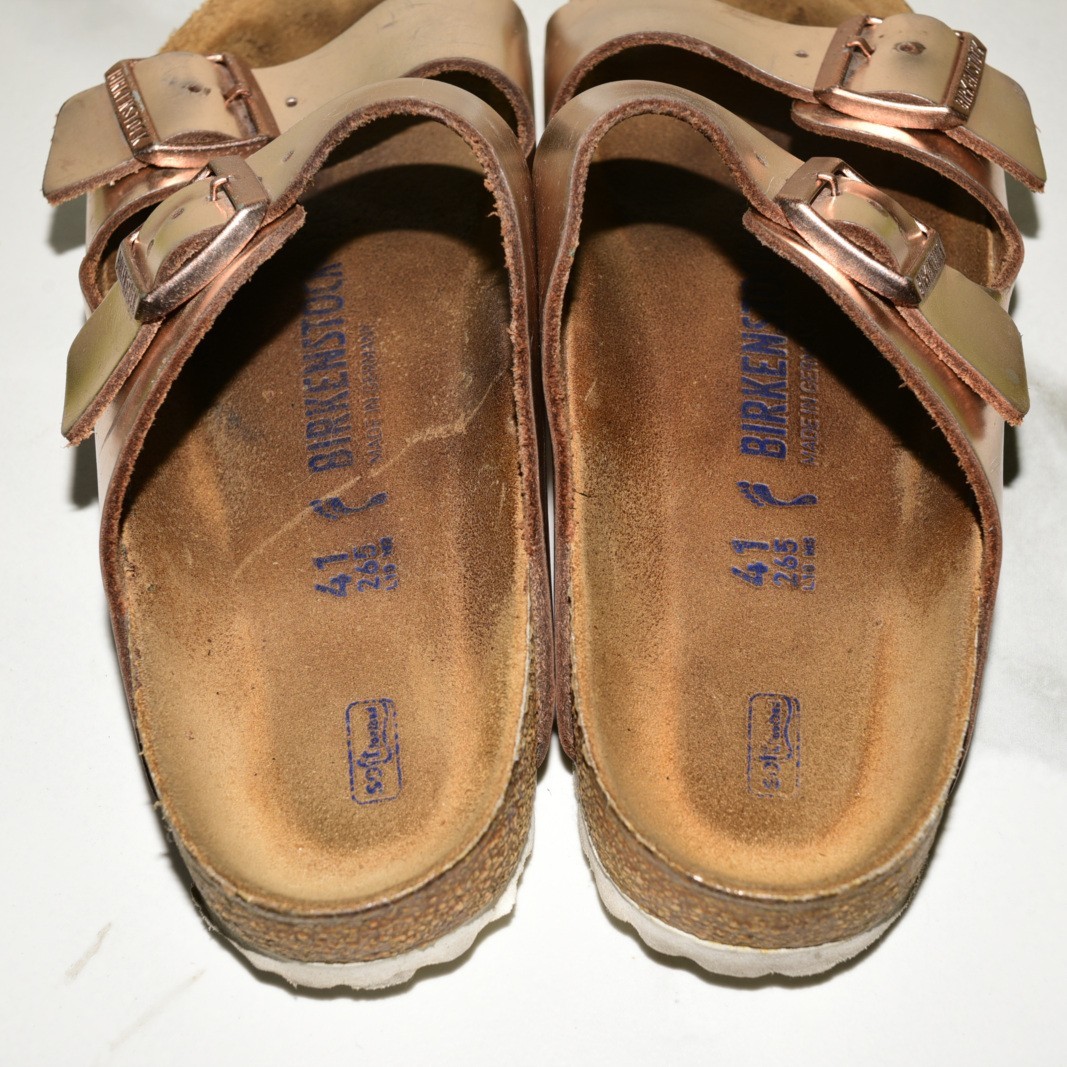 Birkenstock Arizona Leather Metallic Rose Gold Soft Women 41 N