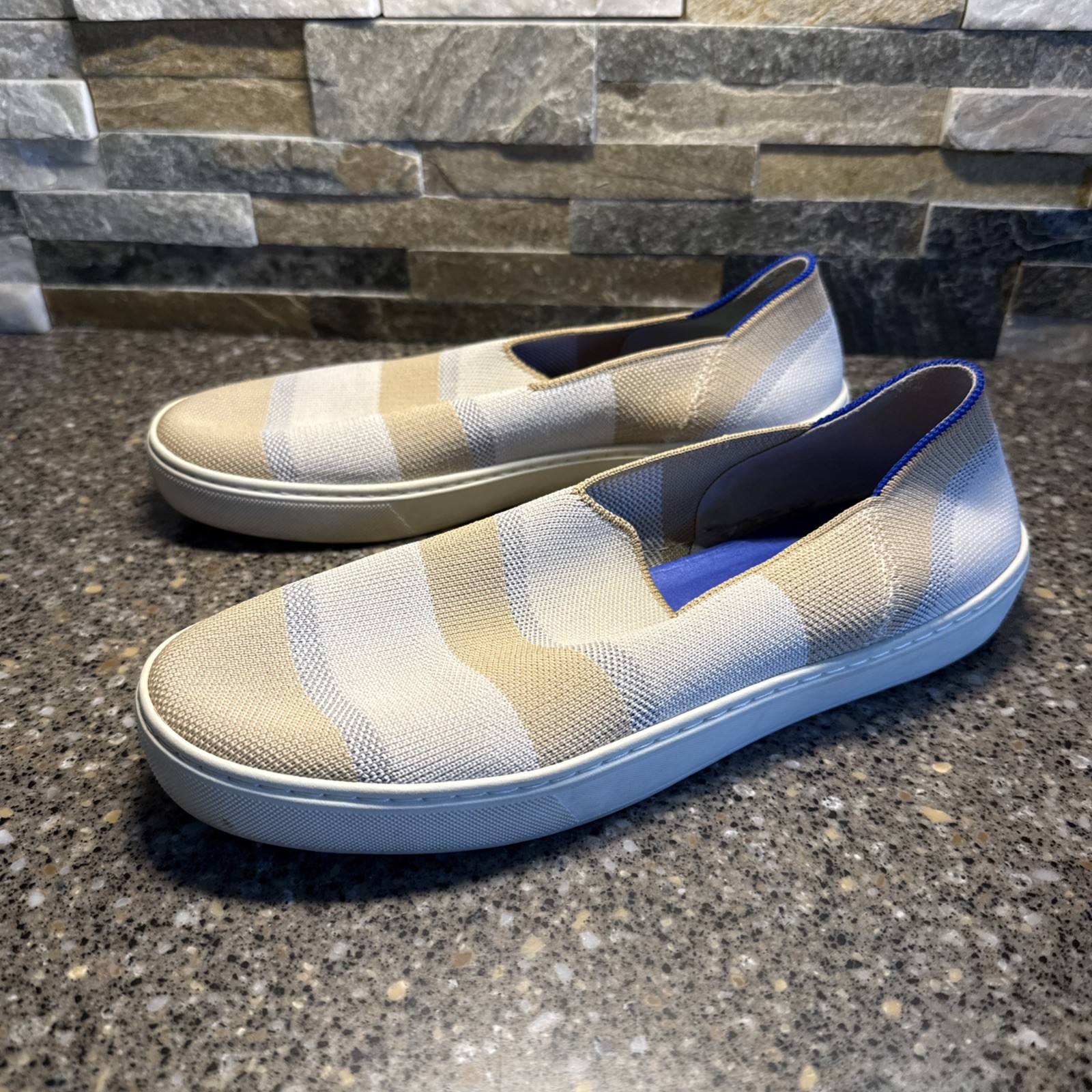 Rothy’s The Birch Stripe Slip On Recycled Casual Comfort Sneakers Sz 10