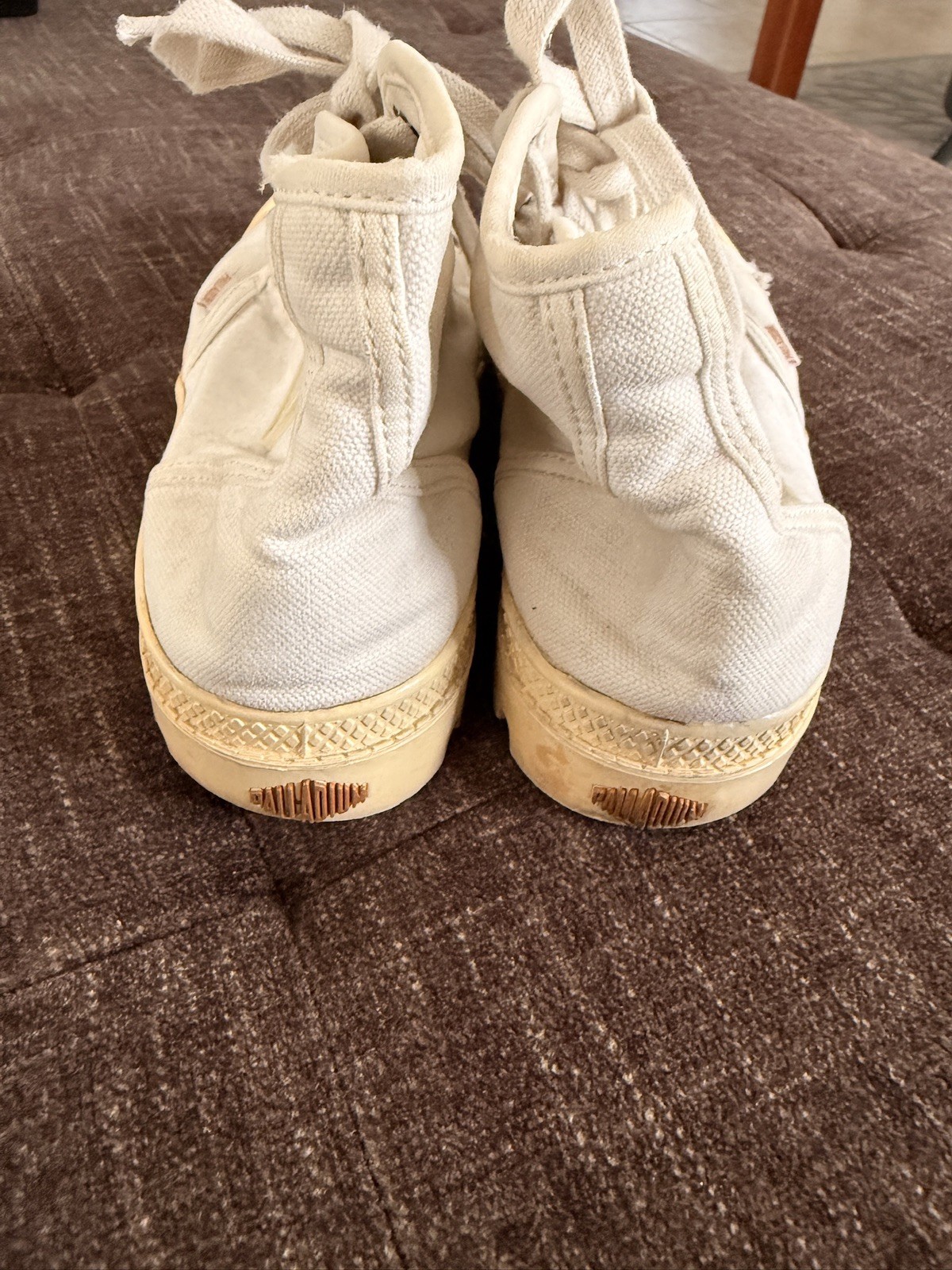 Palladium Women’s Pampa Hi Top White Canvas Boot Sneakers Size 8 See Description