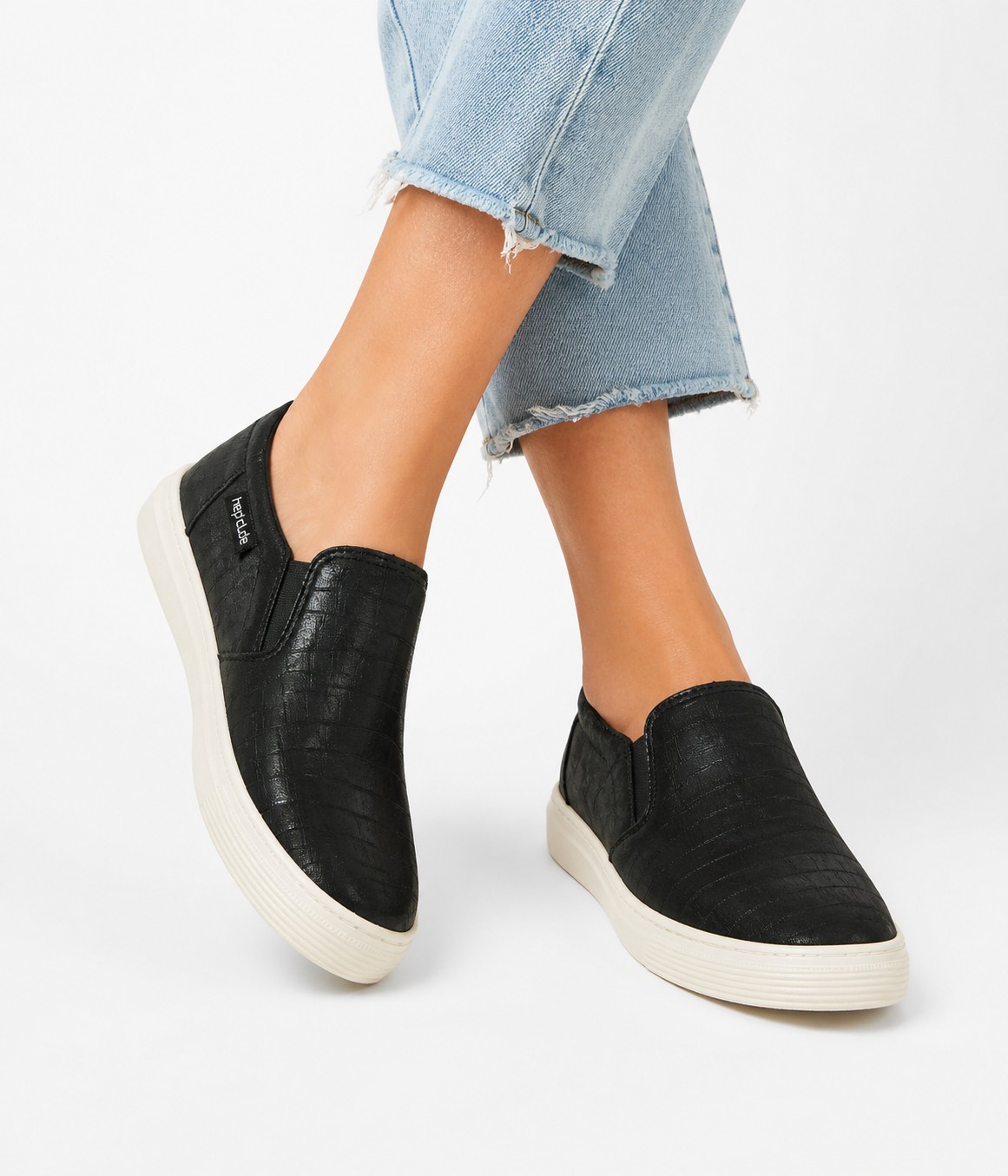 Hey Dude Peyton Croco Black Slip On Women’s 6 EU 37 Comfort New