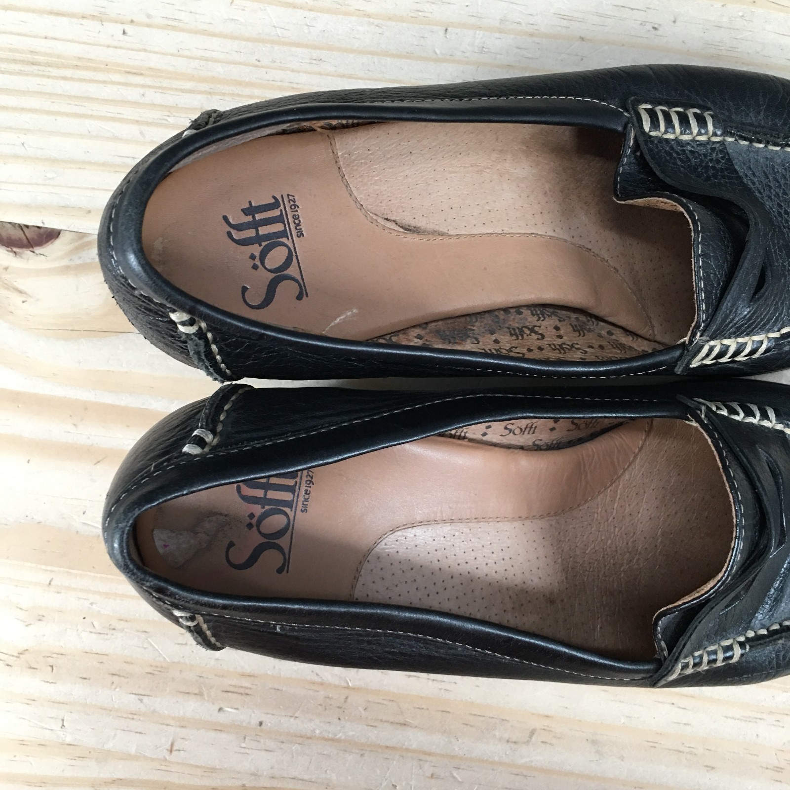 Sofft Noelle Penny Loafer Pump Shoes Womens 8.5 M Wedge Casual Leather Black