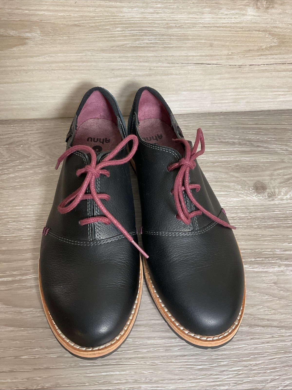 Ahnu Emery Womens Size 8 Black Casual Comfort Lace Up Oxford Shoes Leather