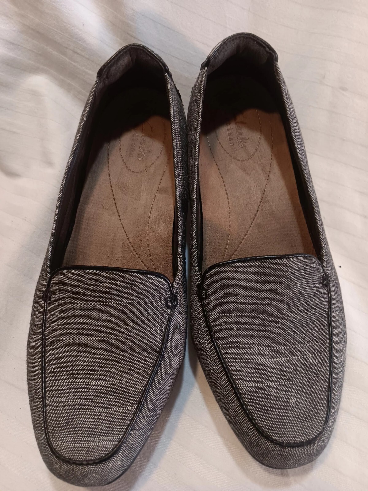 Women’s, Sz 7 ,Clarks, Bendables, artisan, Thoughtful Q Block Heel ,Gray Cloth~