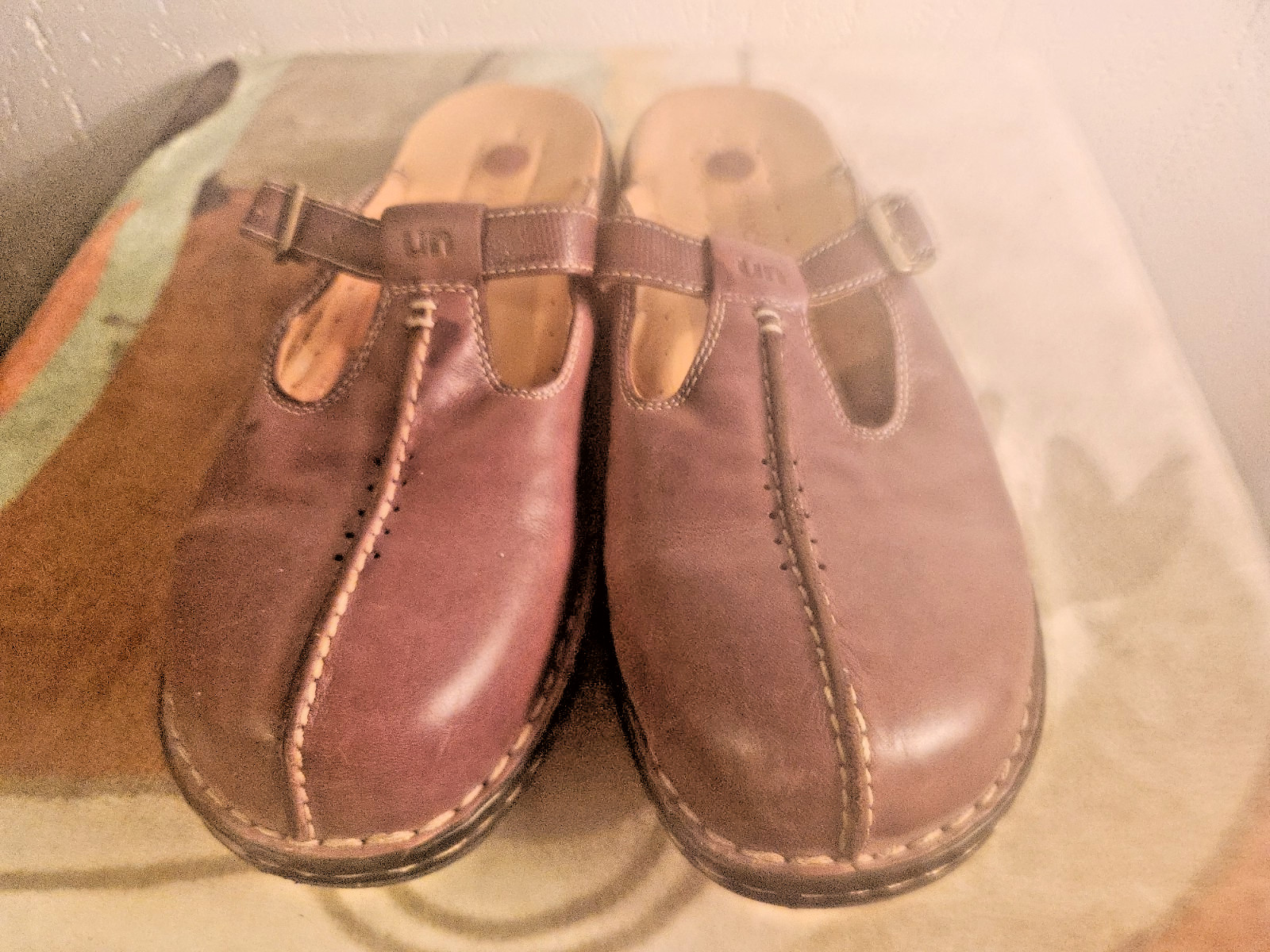 Clarks Unstructured Womens sz 9W Brown Leather Maryjane Clogs Shoes #28