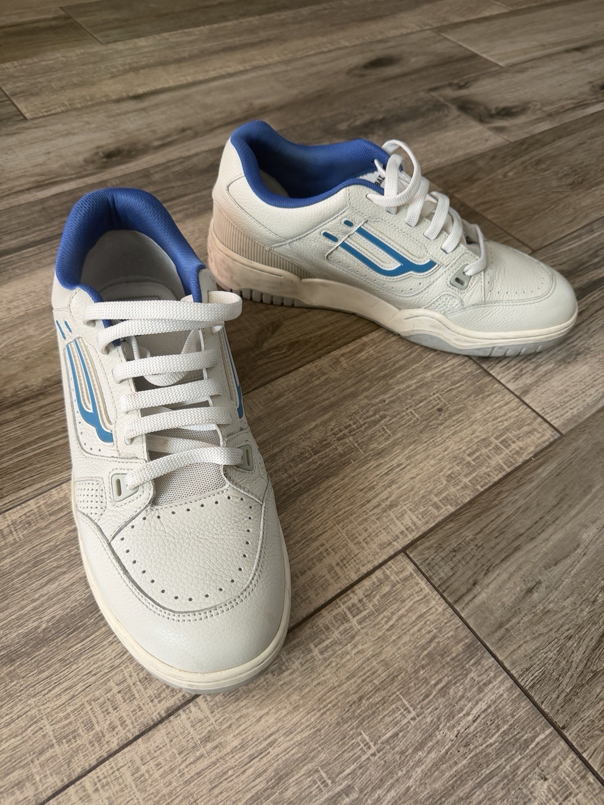 Bally KUBA Leather Sneaker men us Size 9 lace up blue white retro luxury