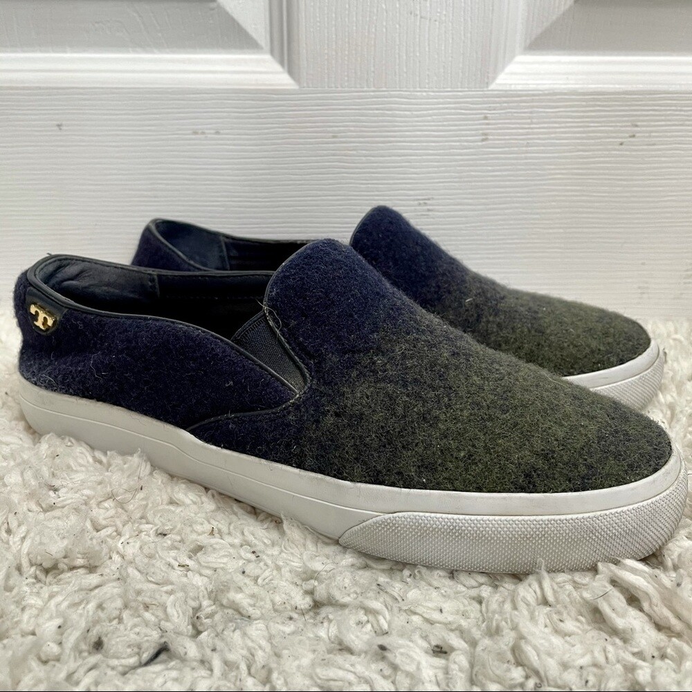 Tory Burch Rudi Ombré Wool Tweed Slip On Sneakers