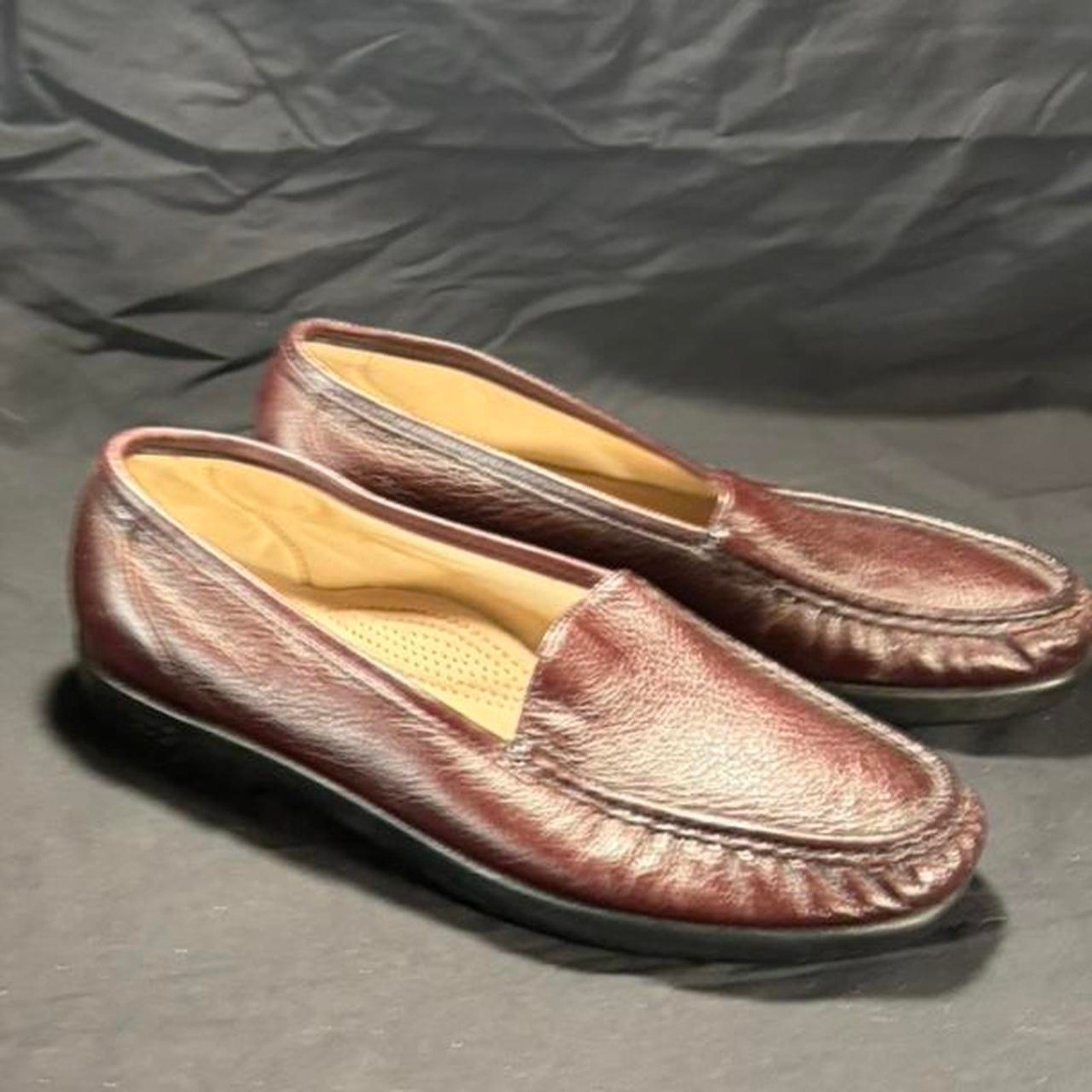 🚨 SAS Women’s Leather Brown Moccasin Loafers Comfort Shoes Size 10 W 👞