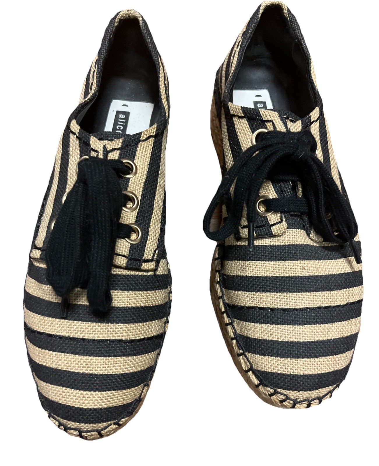 Woman’s Alice + Olivia Rory Espadrille Shoes Striped Lace Up Platform Shoes 9.5