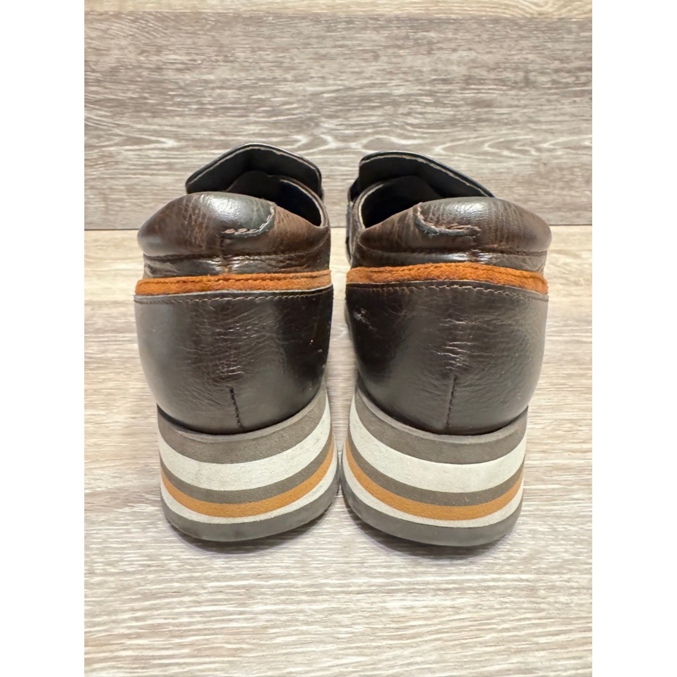 Softwaves Alina Cognac Leather Platform Loafers Sz 36.5 US 6.5