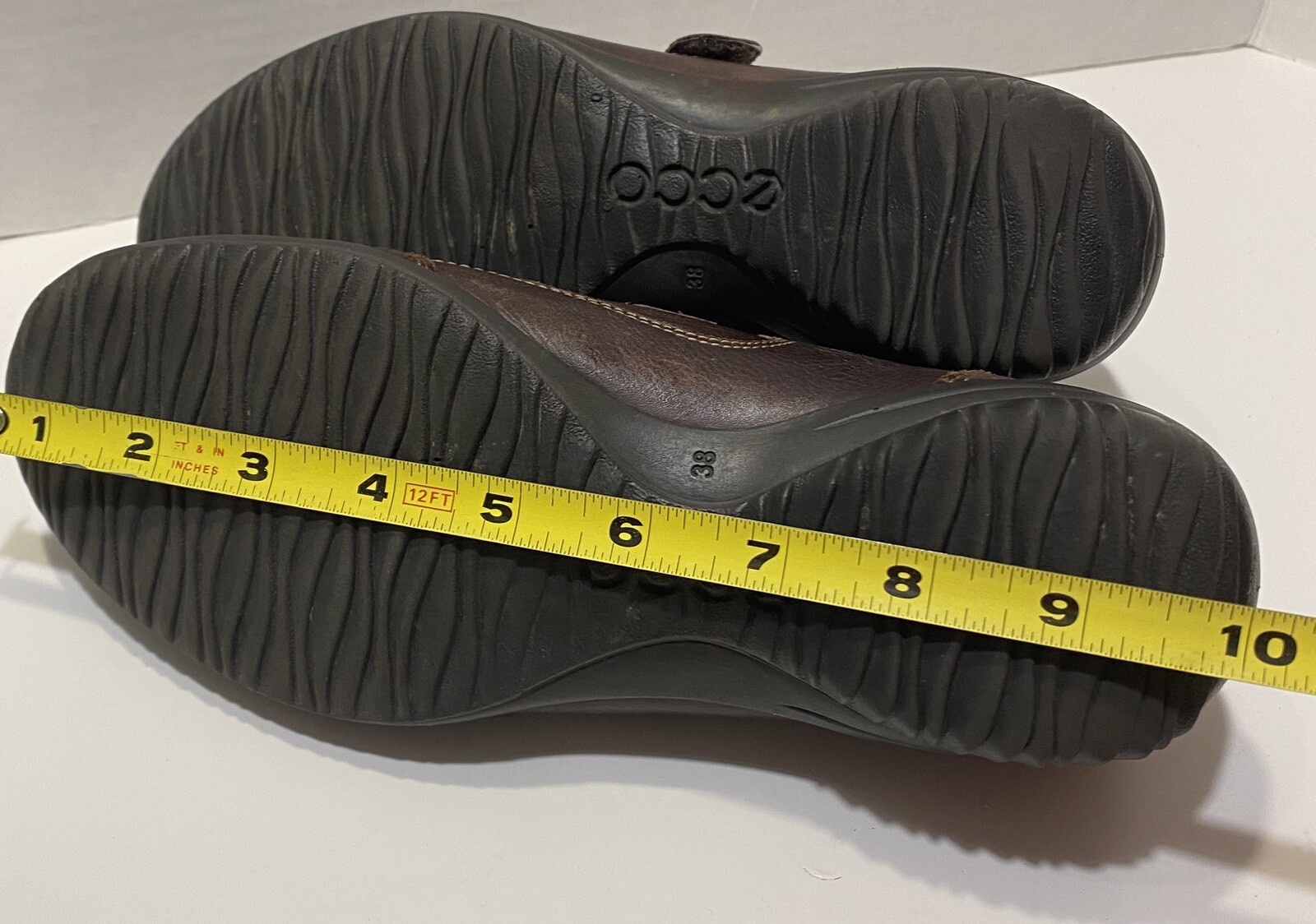 Ecco Womens Sz 7.5 Brown Leather Suede Two Strap Casual Sneaker
