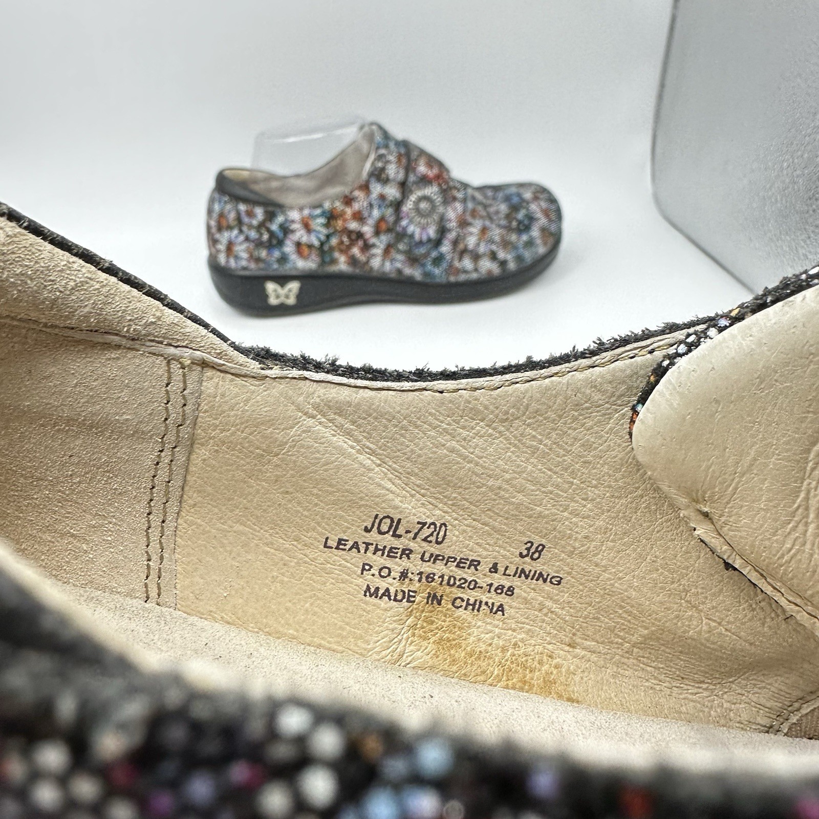 Alegria Joleen Women 8-8.5 EUR 38 Floral Print Hook Loop Cork Footbed Shoe