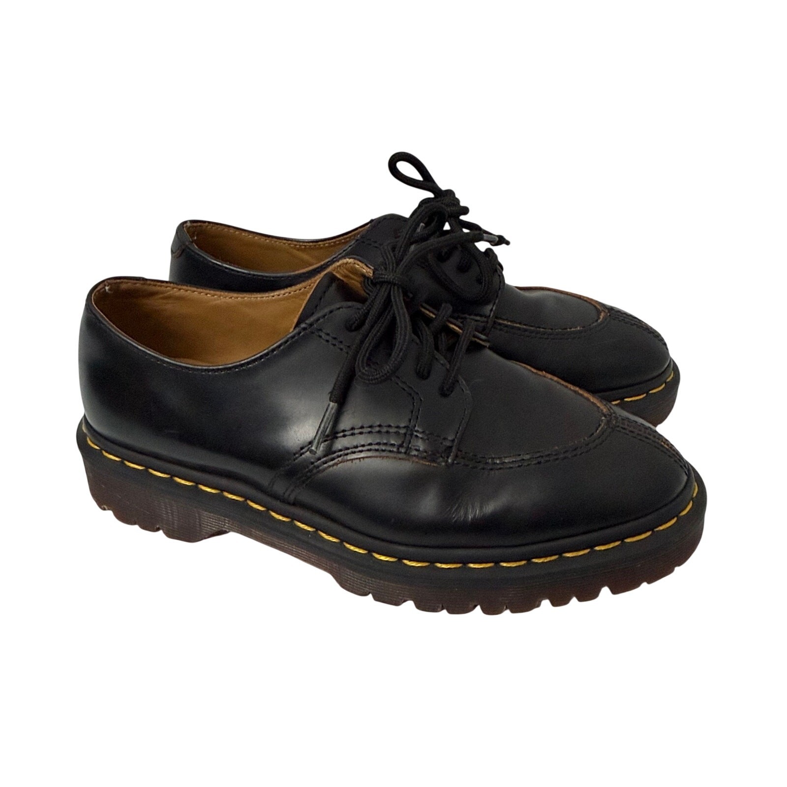 Dr Martens 2046 Shoes Womens Size 7 Split Toe Black Leather Smooth Lace Up Doc
