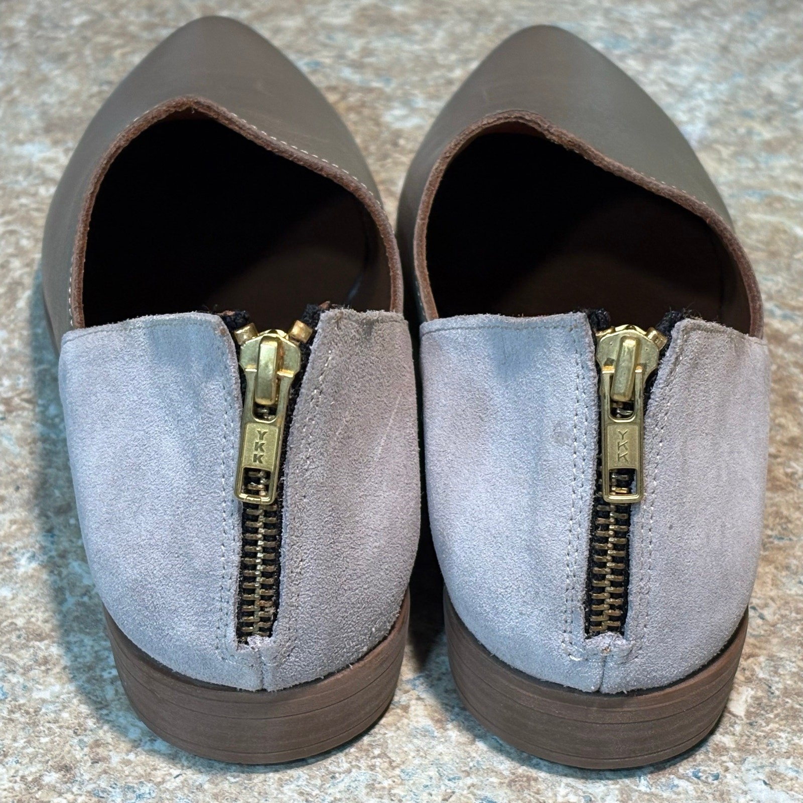 Bueno Beau Pointed Toe Loafer Slip on Leather Suede Gray Quiet Luxury Shoes 39