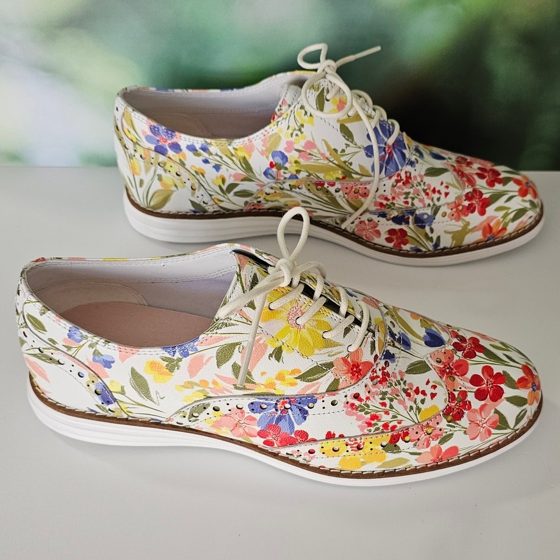 NEW Cole Haan Original Grand Floral Wingtip Oxford Casual Shoes 8.5 B
