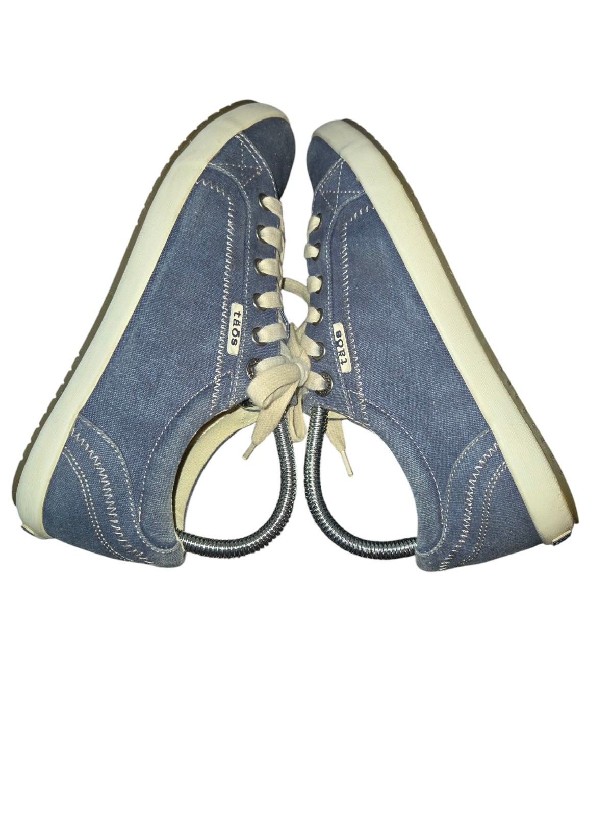Taos Star Blue Wash Canvas Lace Up Removable Footbed Comfort Sneakers Size 8.5