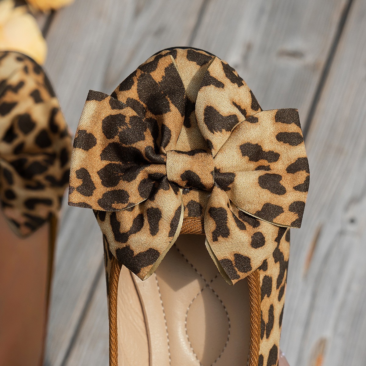 Ballet Leopard Print Flat Low Top Shoes Women Bow Low Cut Breathable Four Season