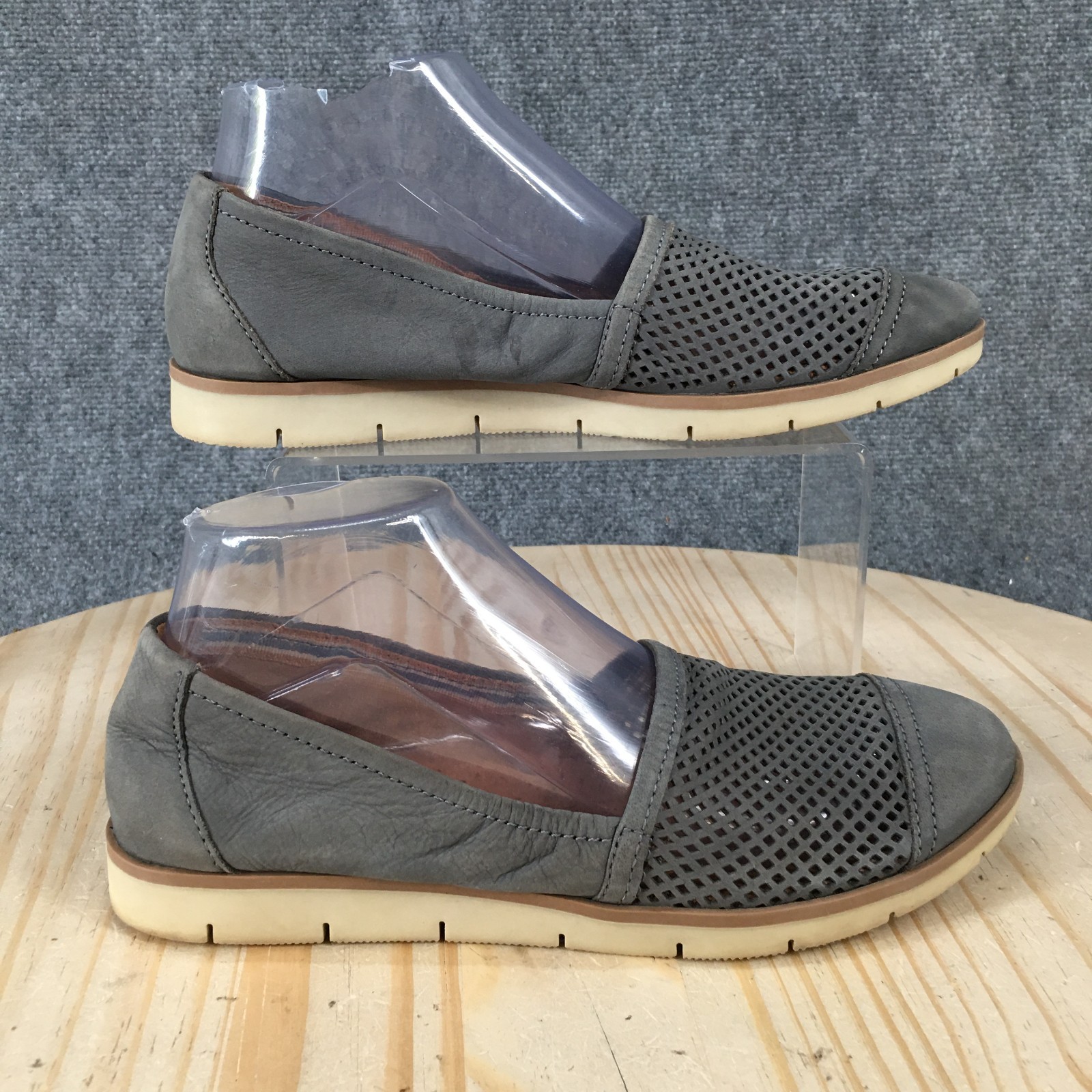 Naturalizer N5 Shoes Womens 8N Slip On Loafers Gray Leather Perforated Comfort